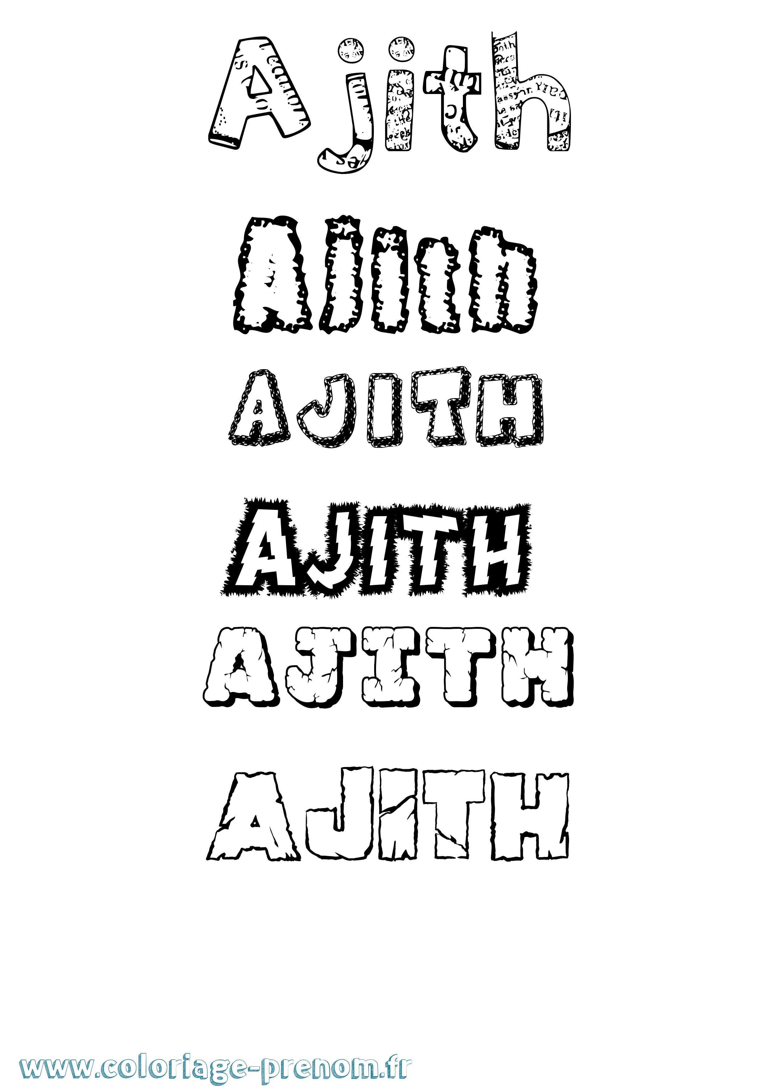 Coloriage Ajith Destructuré Coloriage prénom Ajith Destructuré