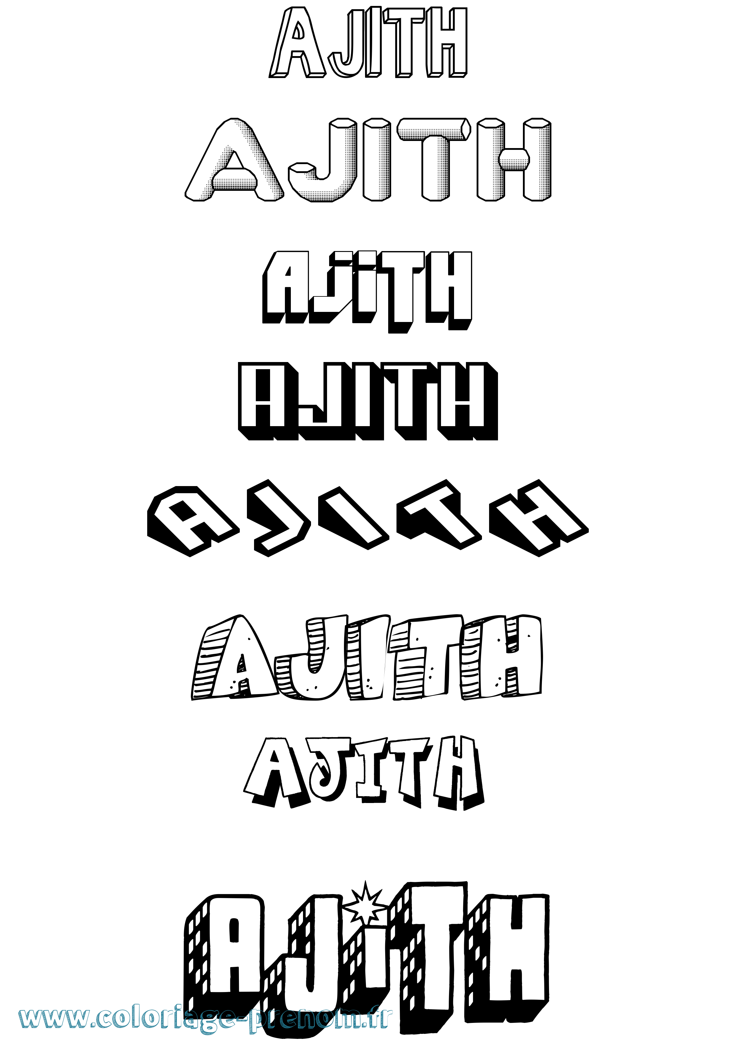 Coloriage Ajith Effet 3D Coloriage prénom Ajith Effet 3D