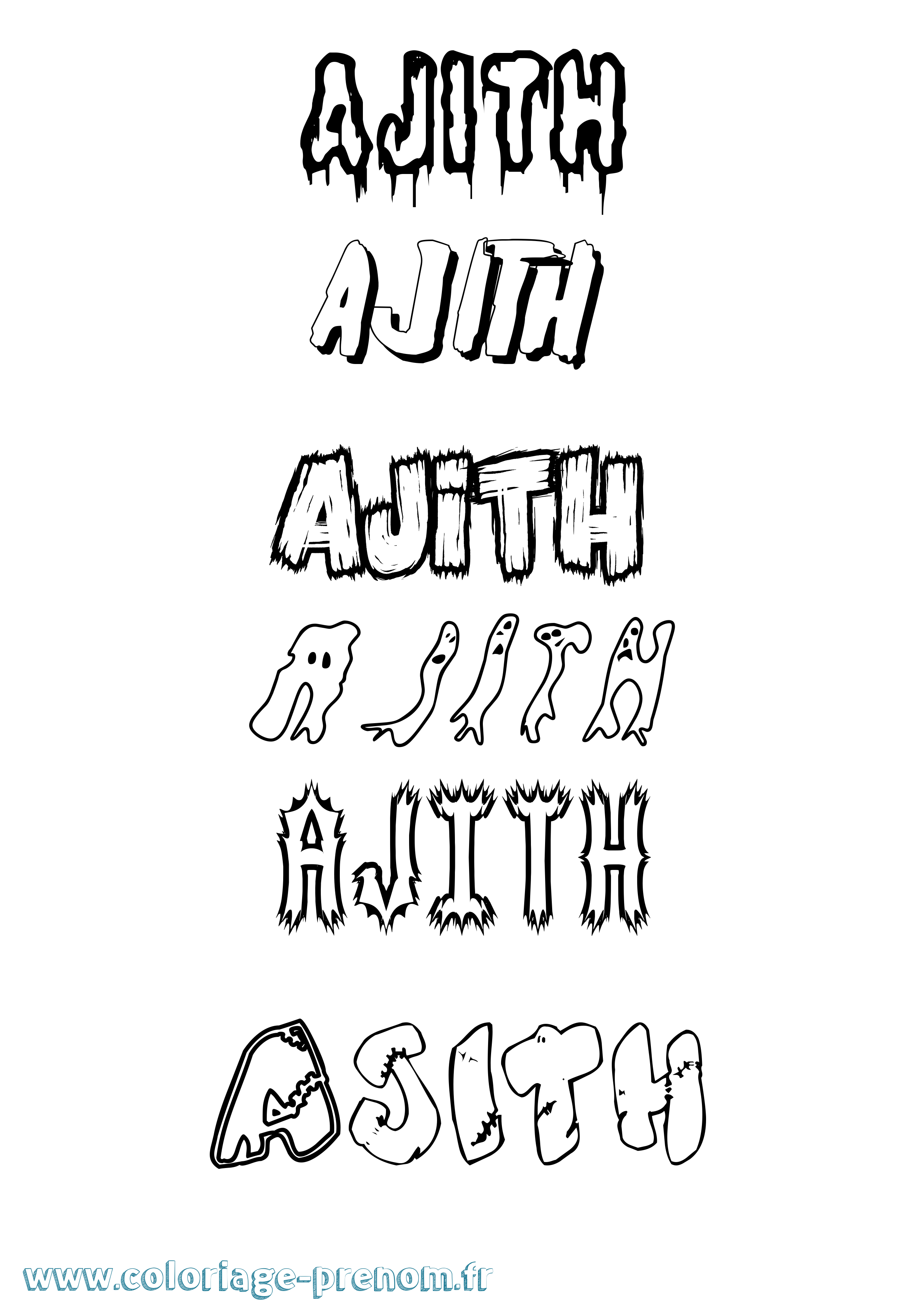 Coloriage Ajith Frisson Coloriage prénom Ajith Frisson