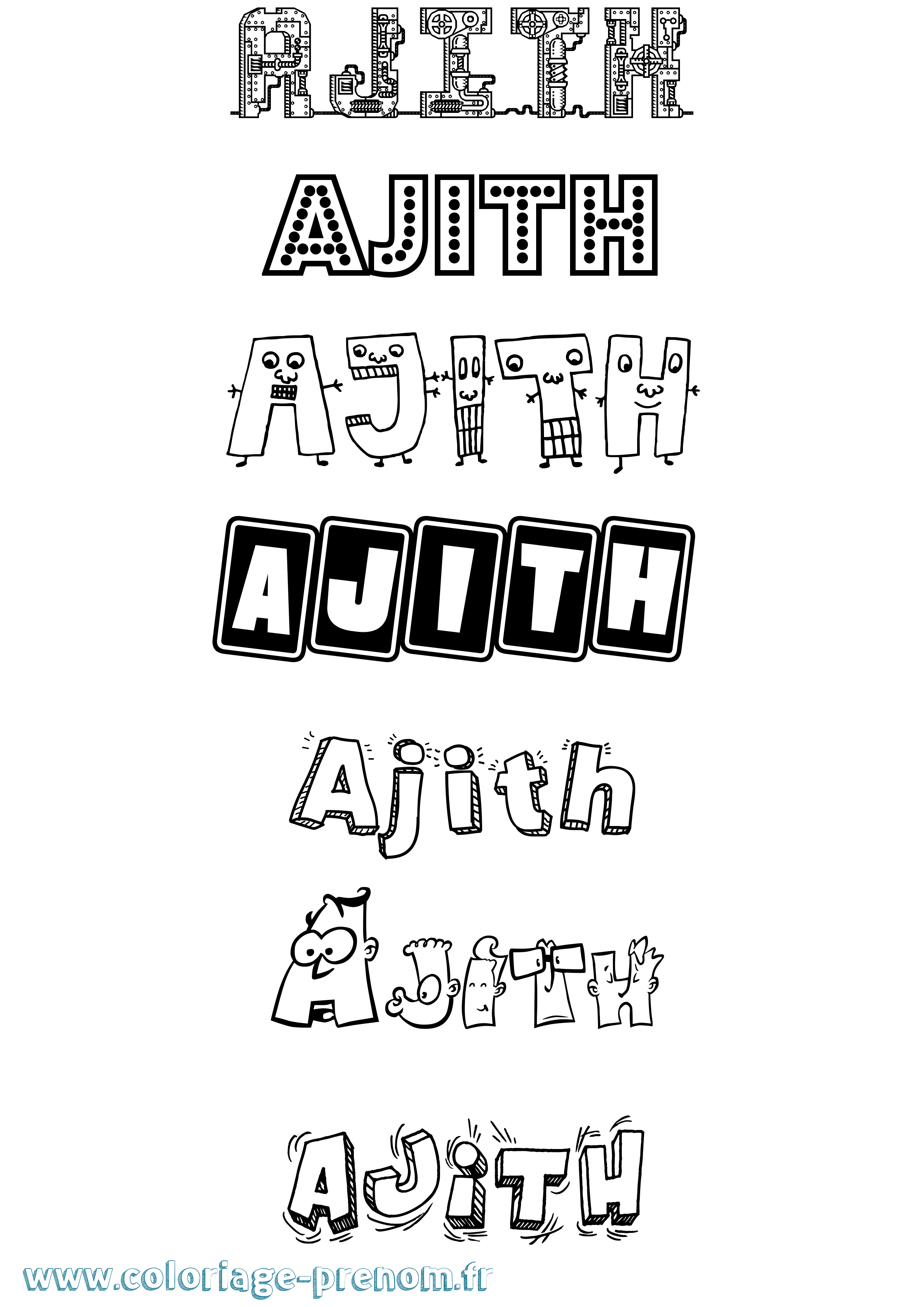 Coloriage Ajith Fun Coloriage prénom Ajith Fun