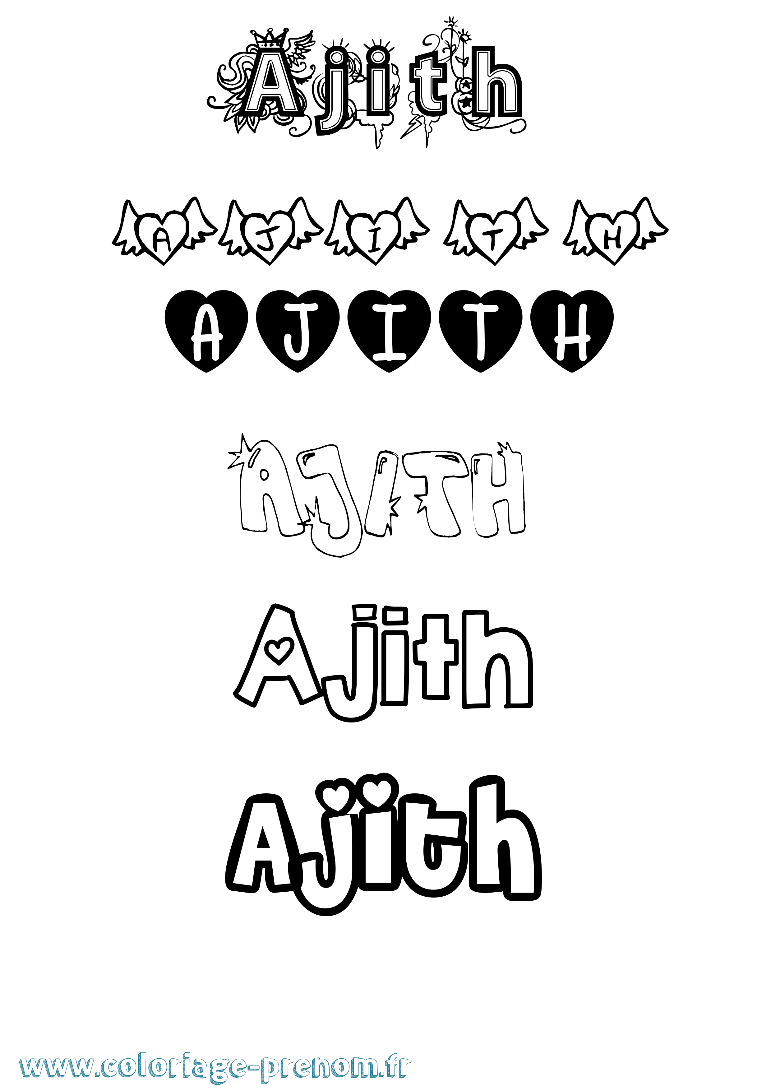 Coloriage prénom Ajith Girly