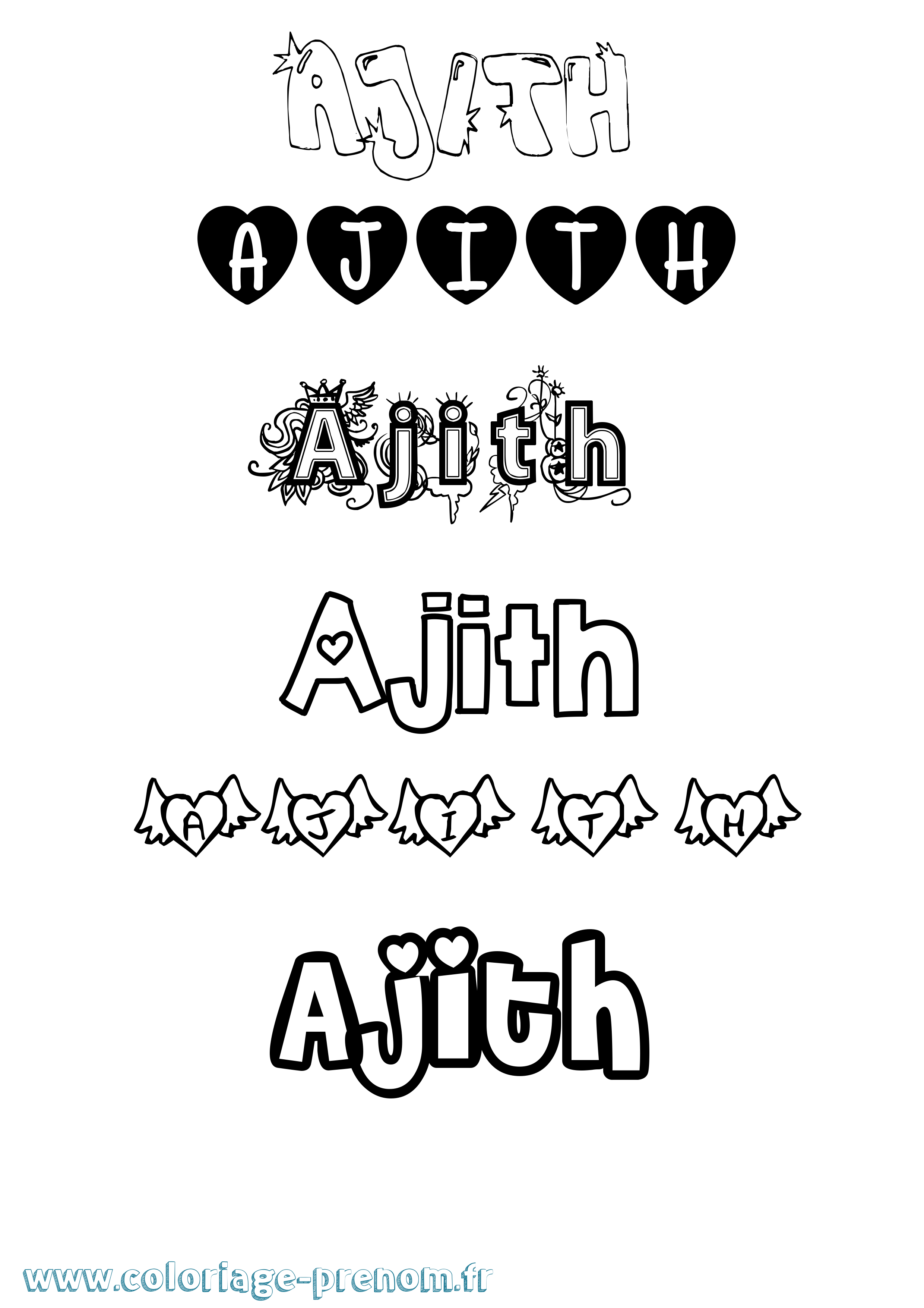 Coloriage Ajith Girly Coloriage prénom Ajith Girly
