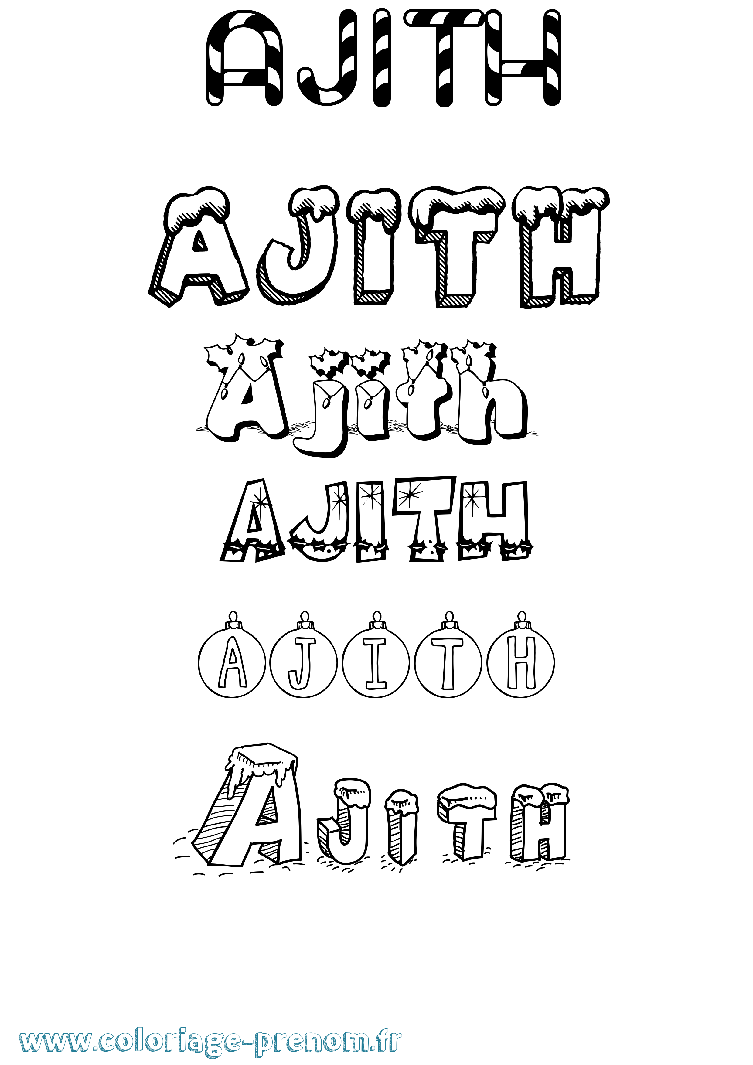 Coloriage prénom Ajith Noël