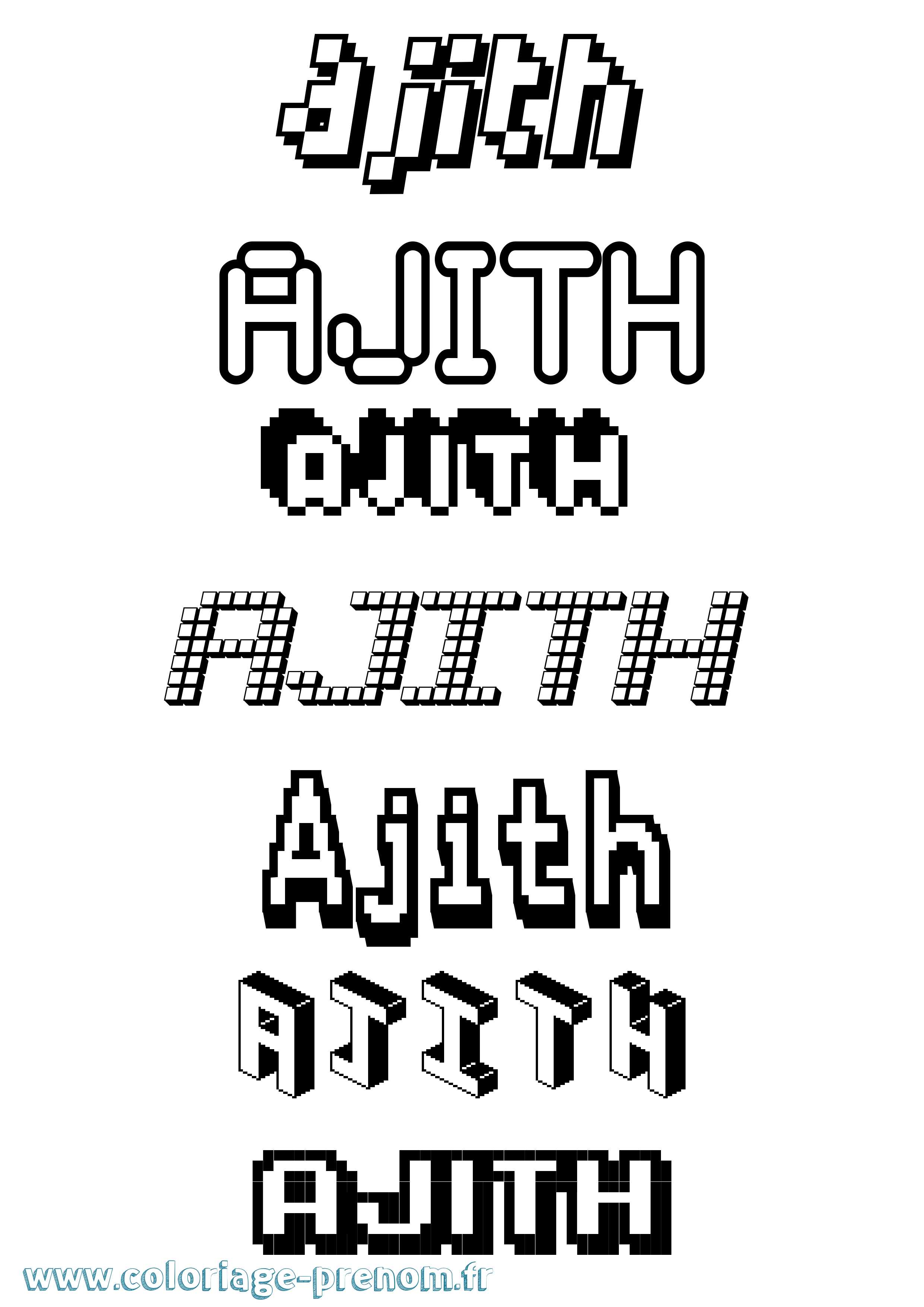 Coloriage Ajith Pixel Coloriage prénom Ajith Pixel