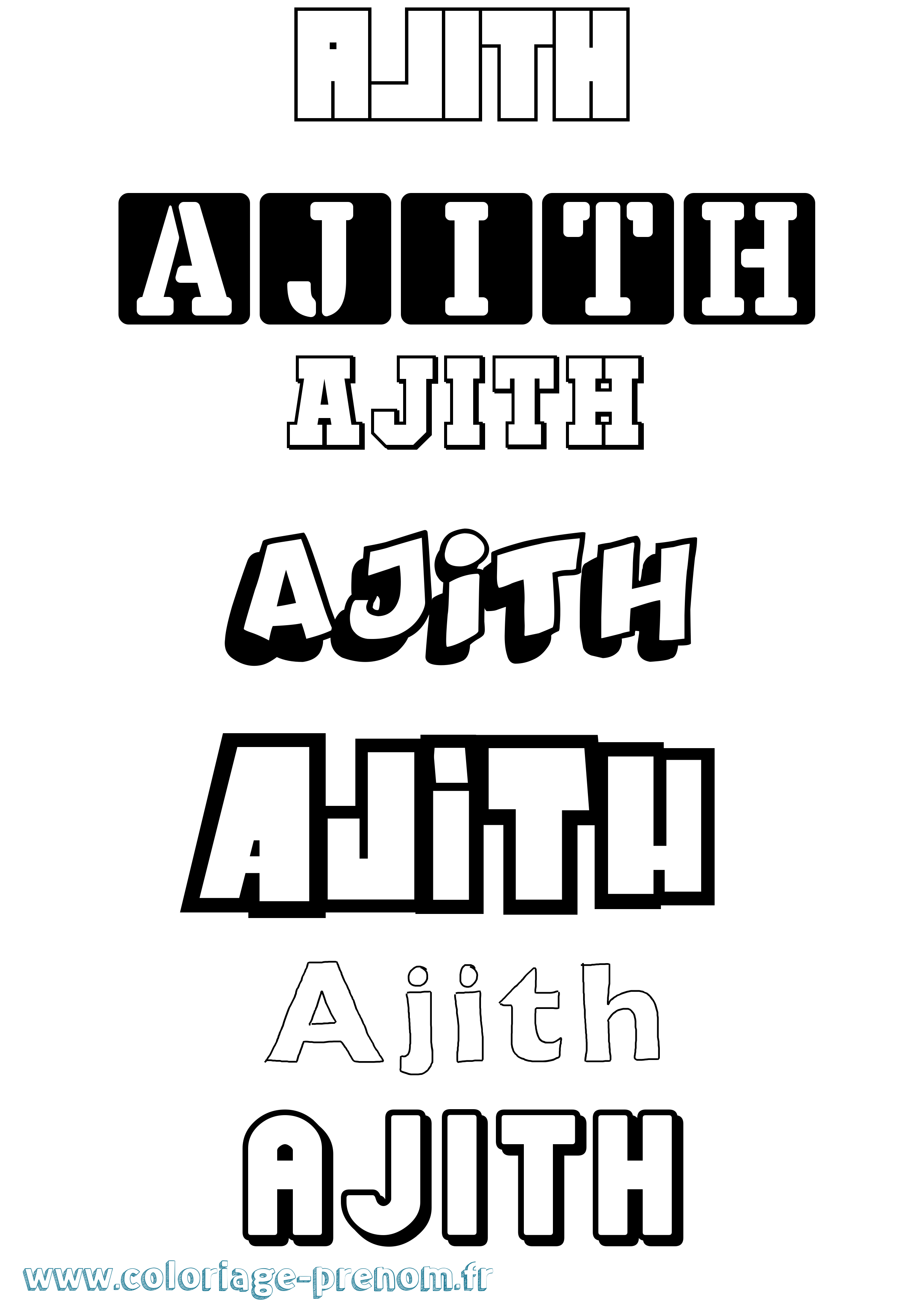 Coloriage prénom Ajith Simple