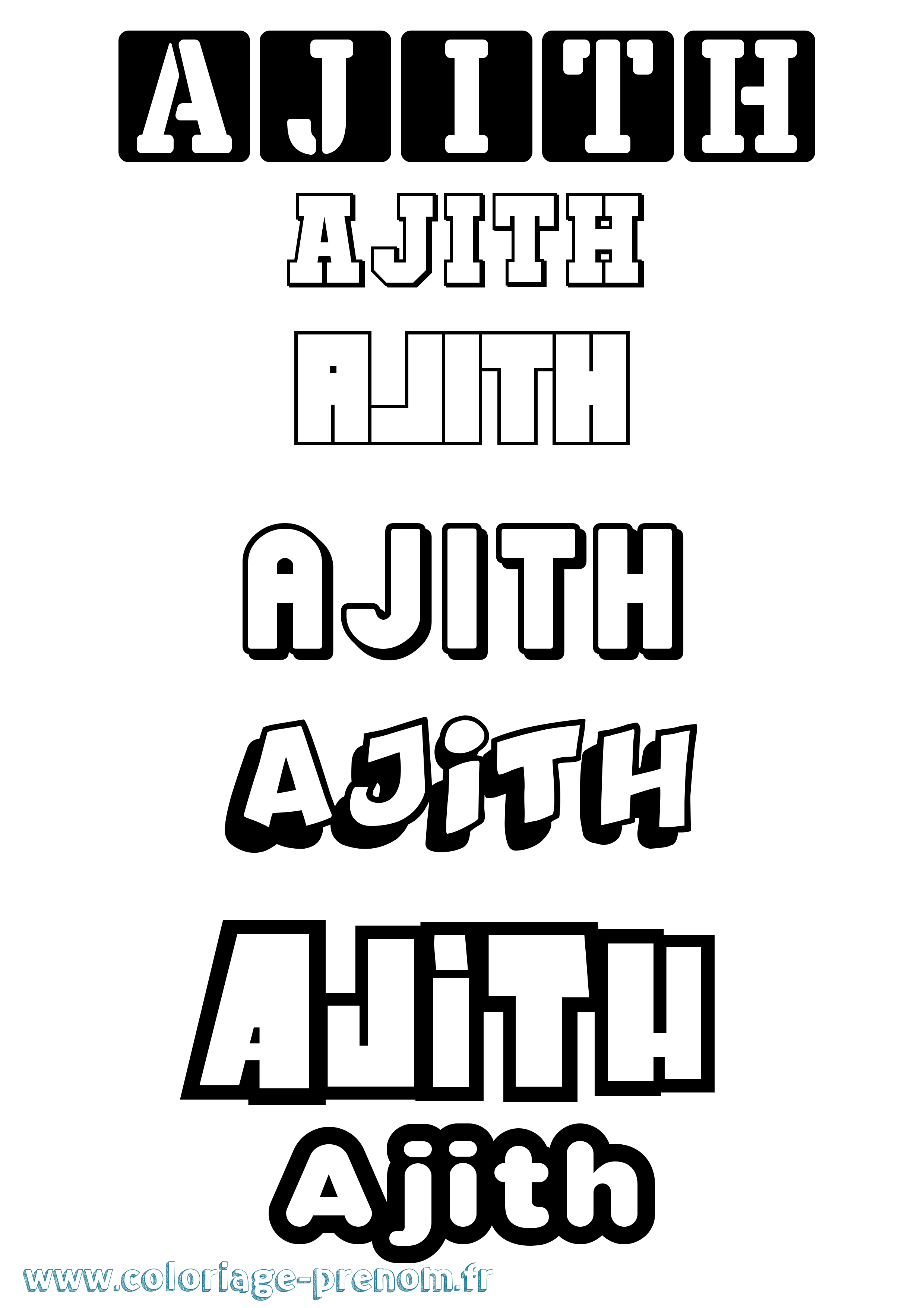 Coloriage Ajith Simple Coloriage prénom Ajith Simple