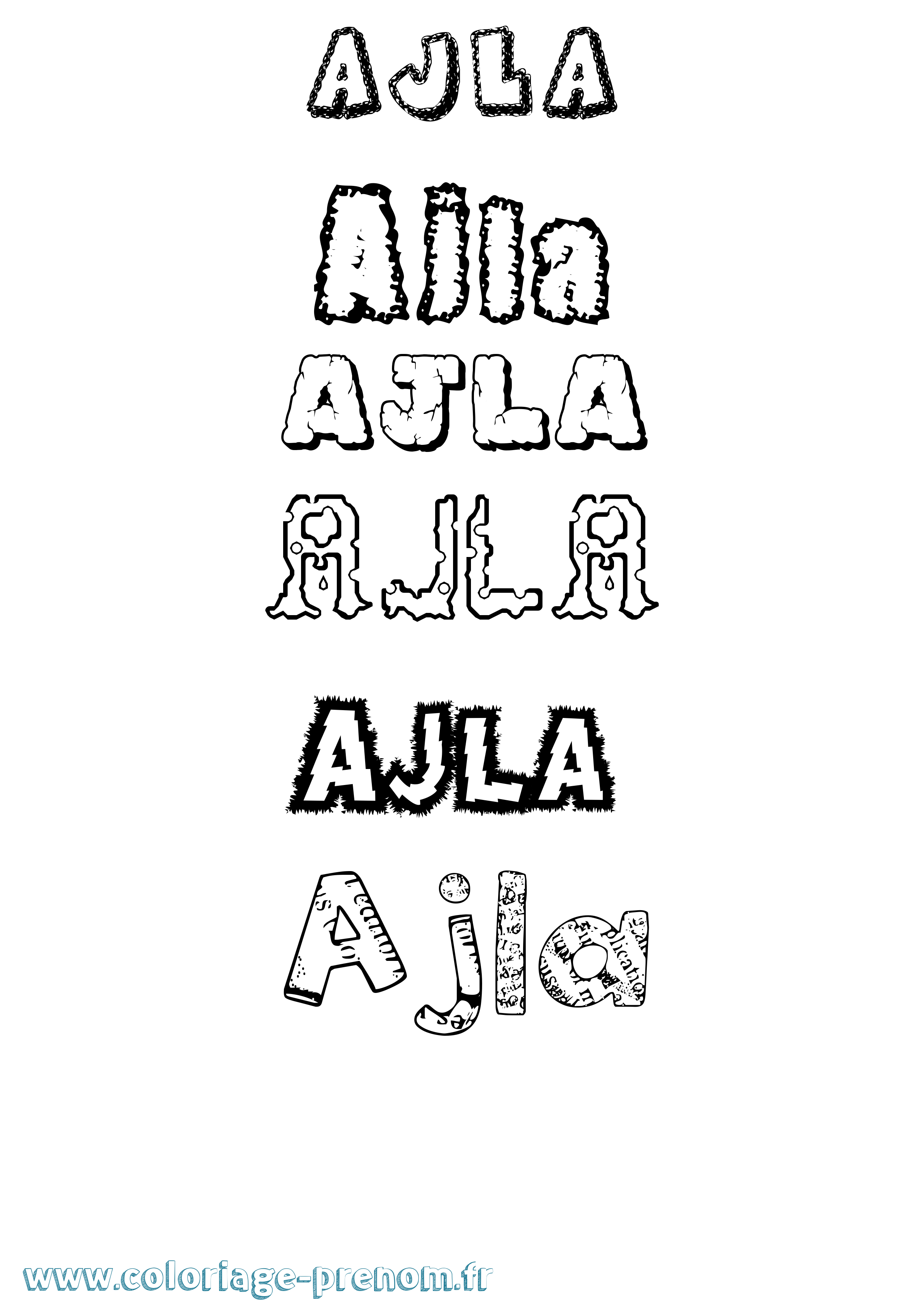 Coloriage prénom Ajla Destructuré
