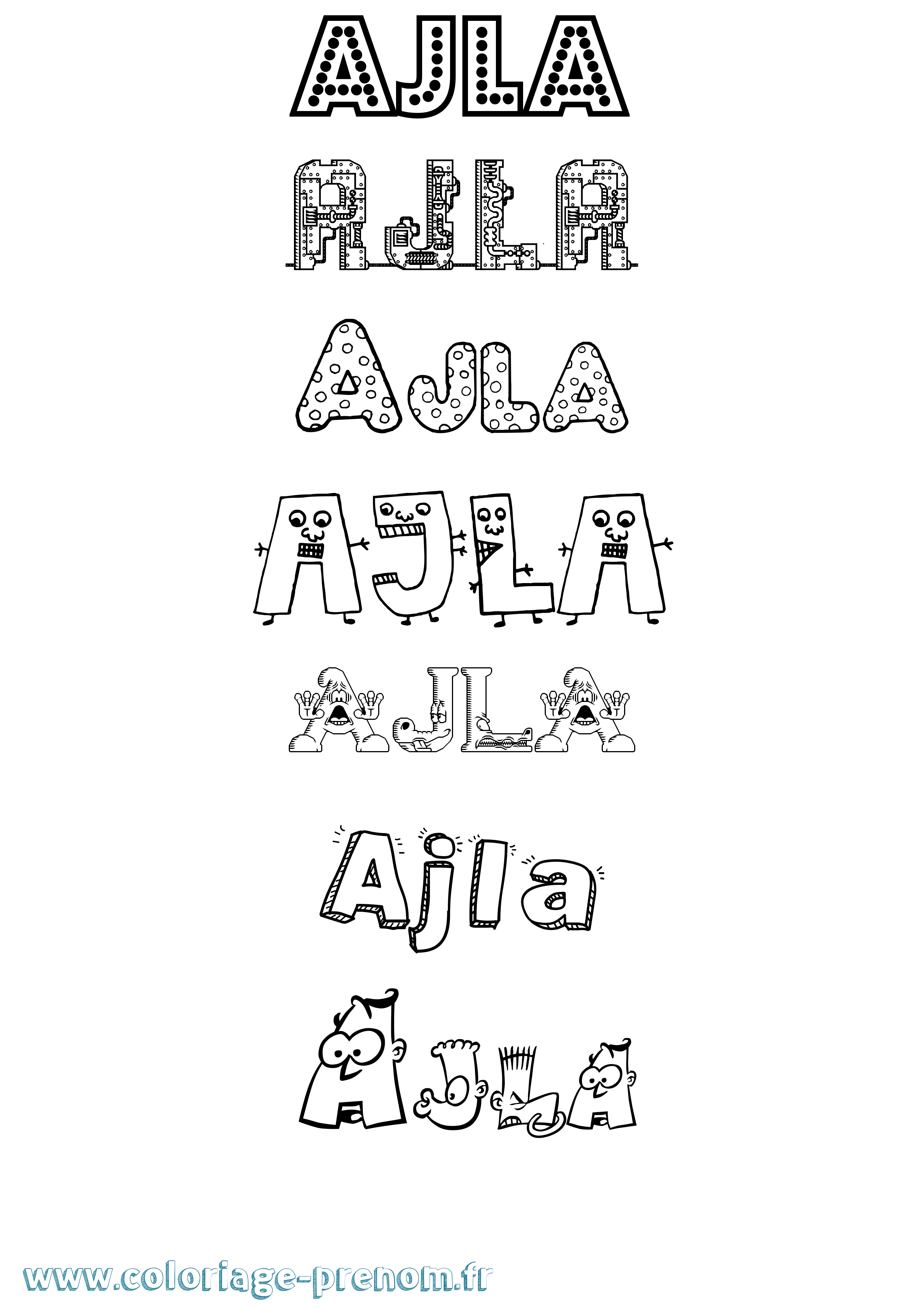 Coloriage prénom Ajla Fun