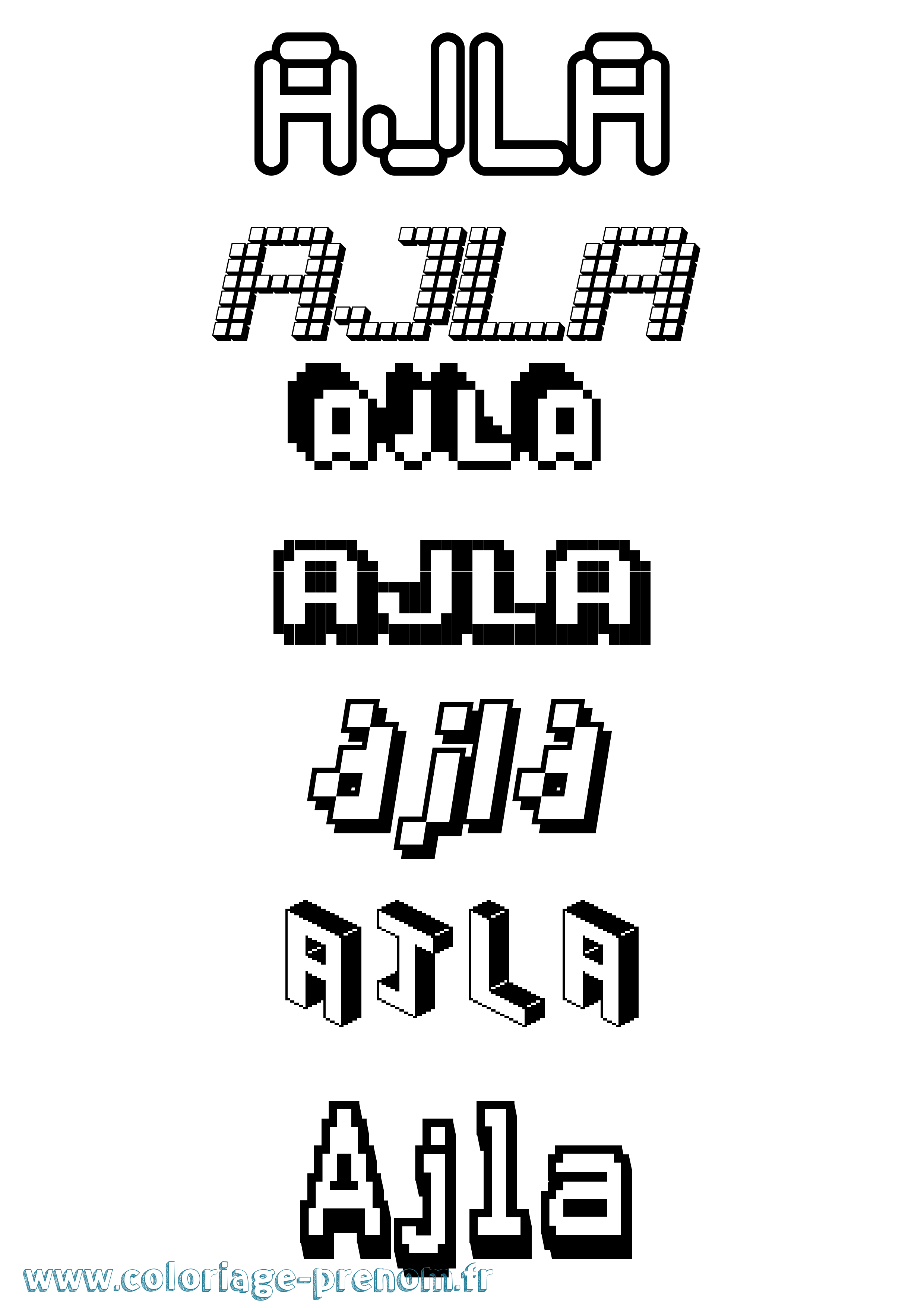 Coloriage prénom Ajla Pixel