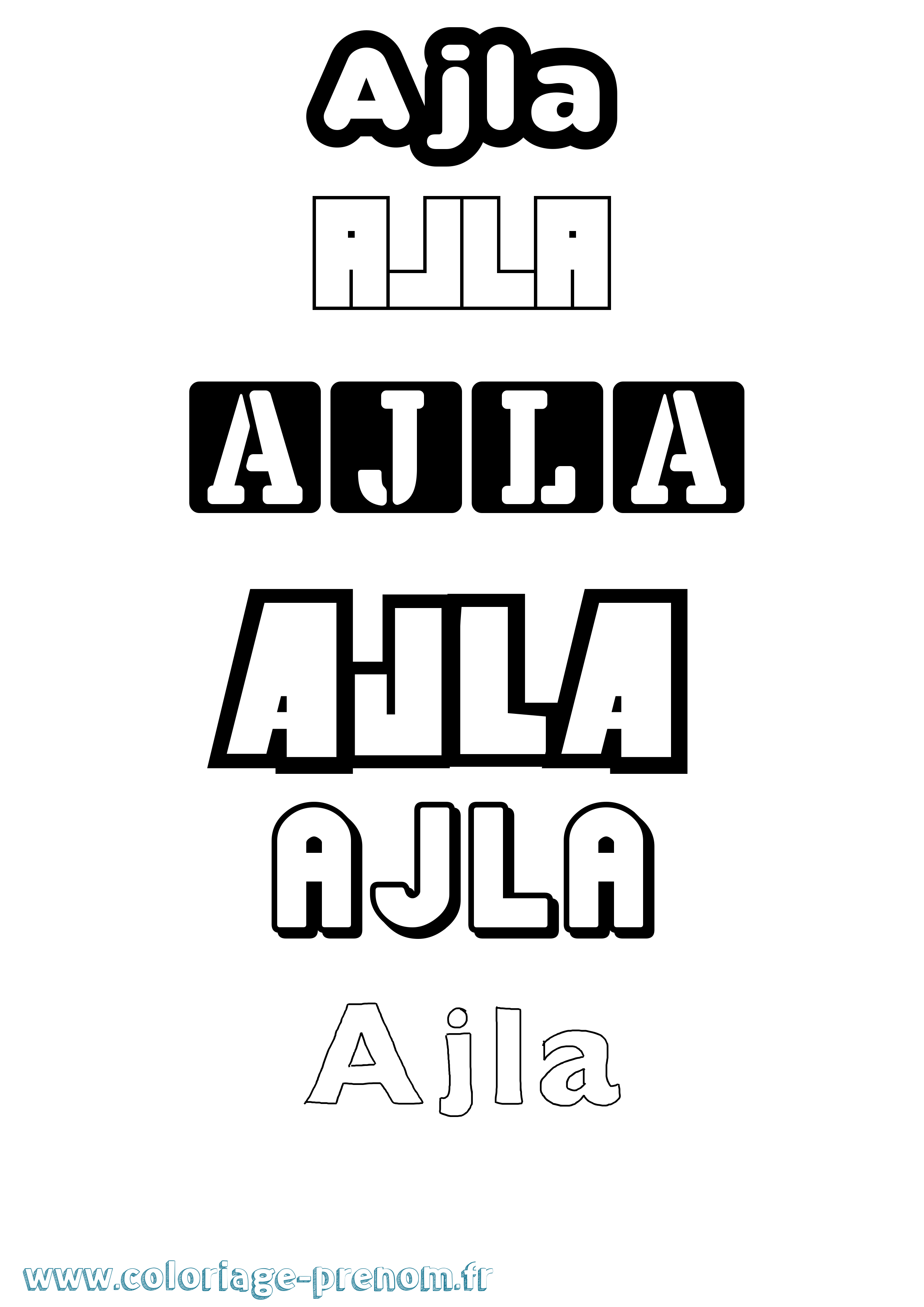 Coloriage prénom Ajla Simple