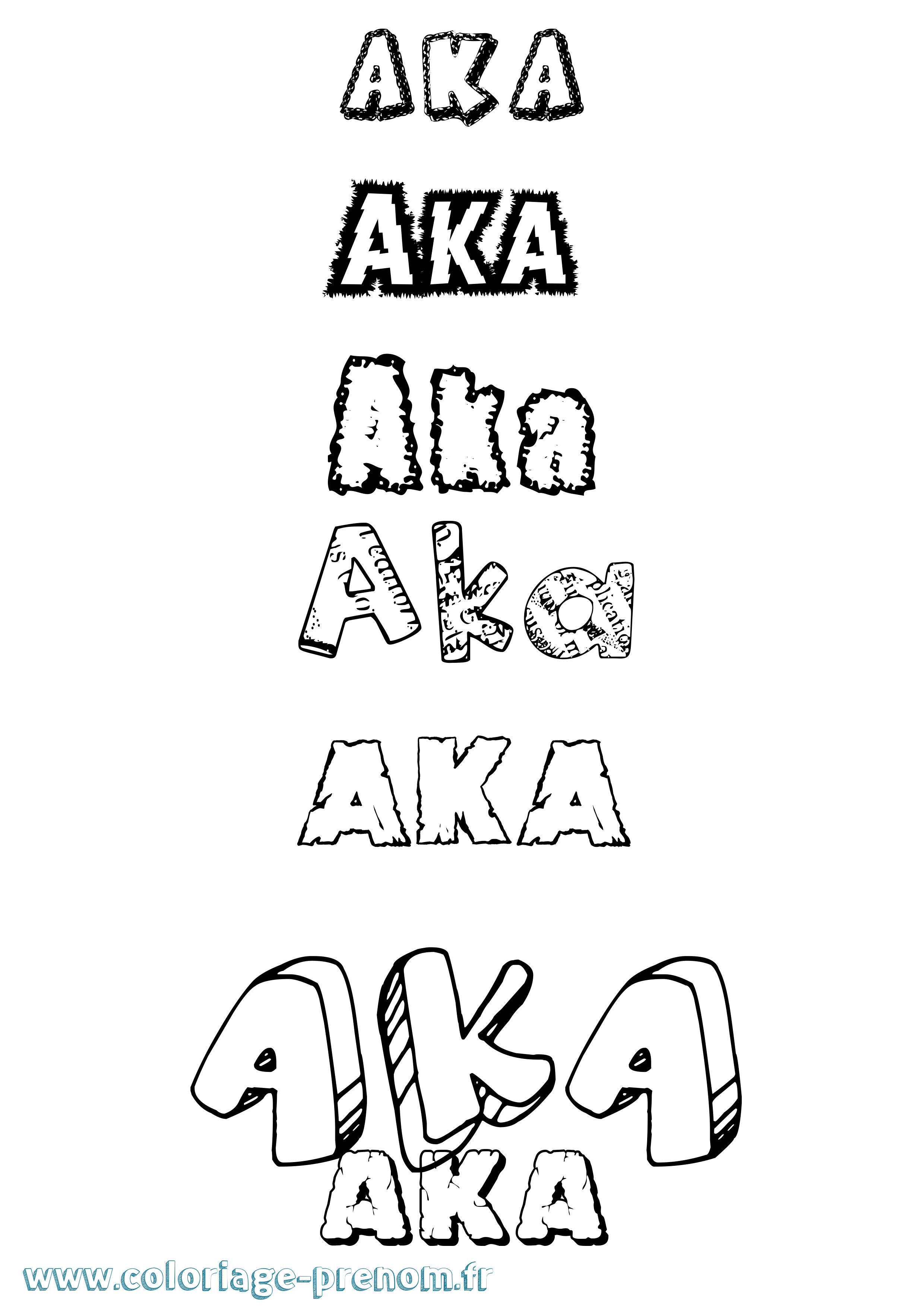 Coloriage prénom Aka Destructuré