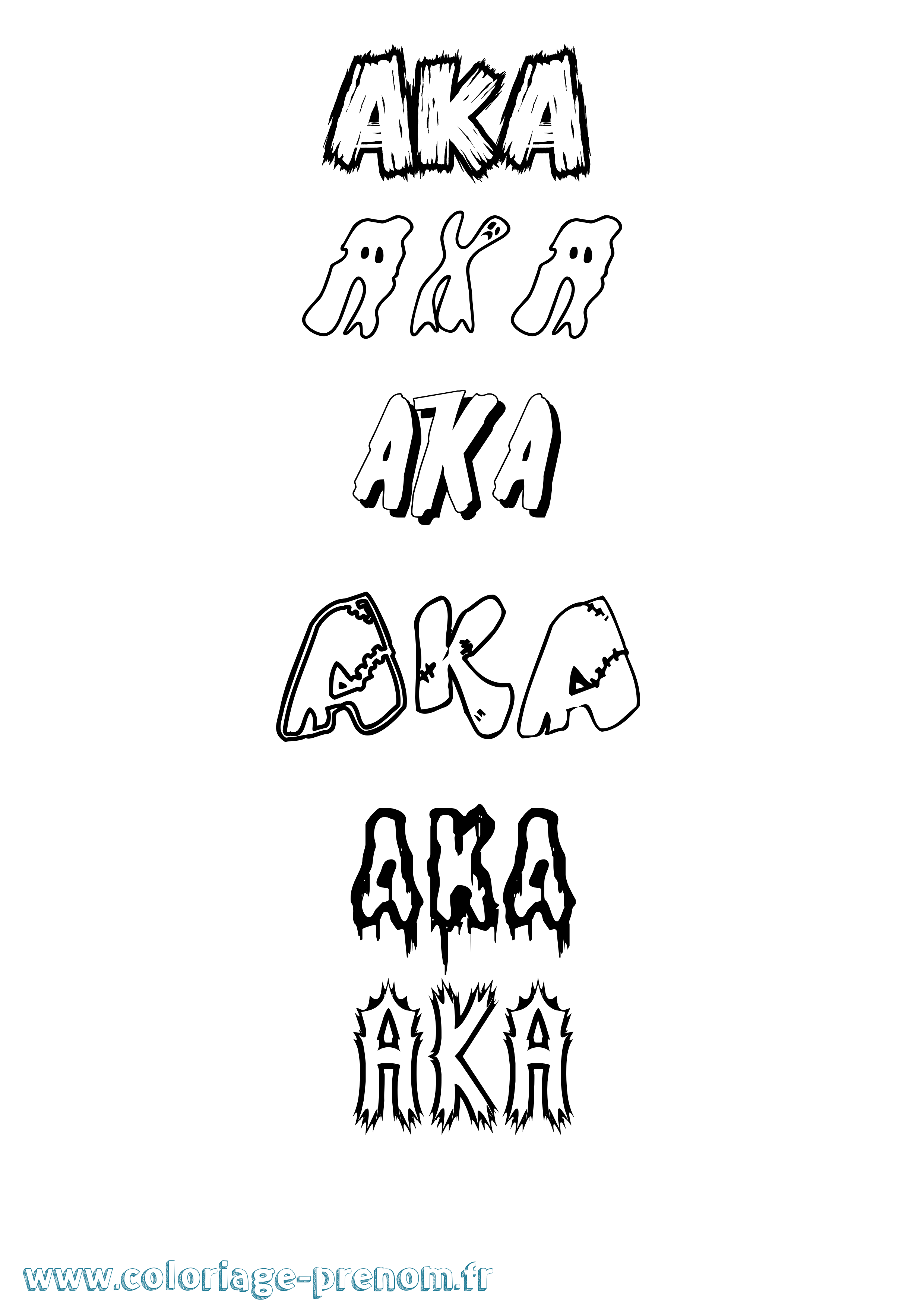 Coloriage prénom Aka Frisson