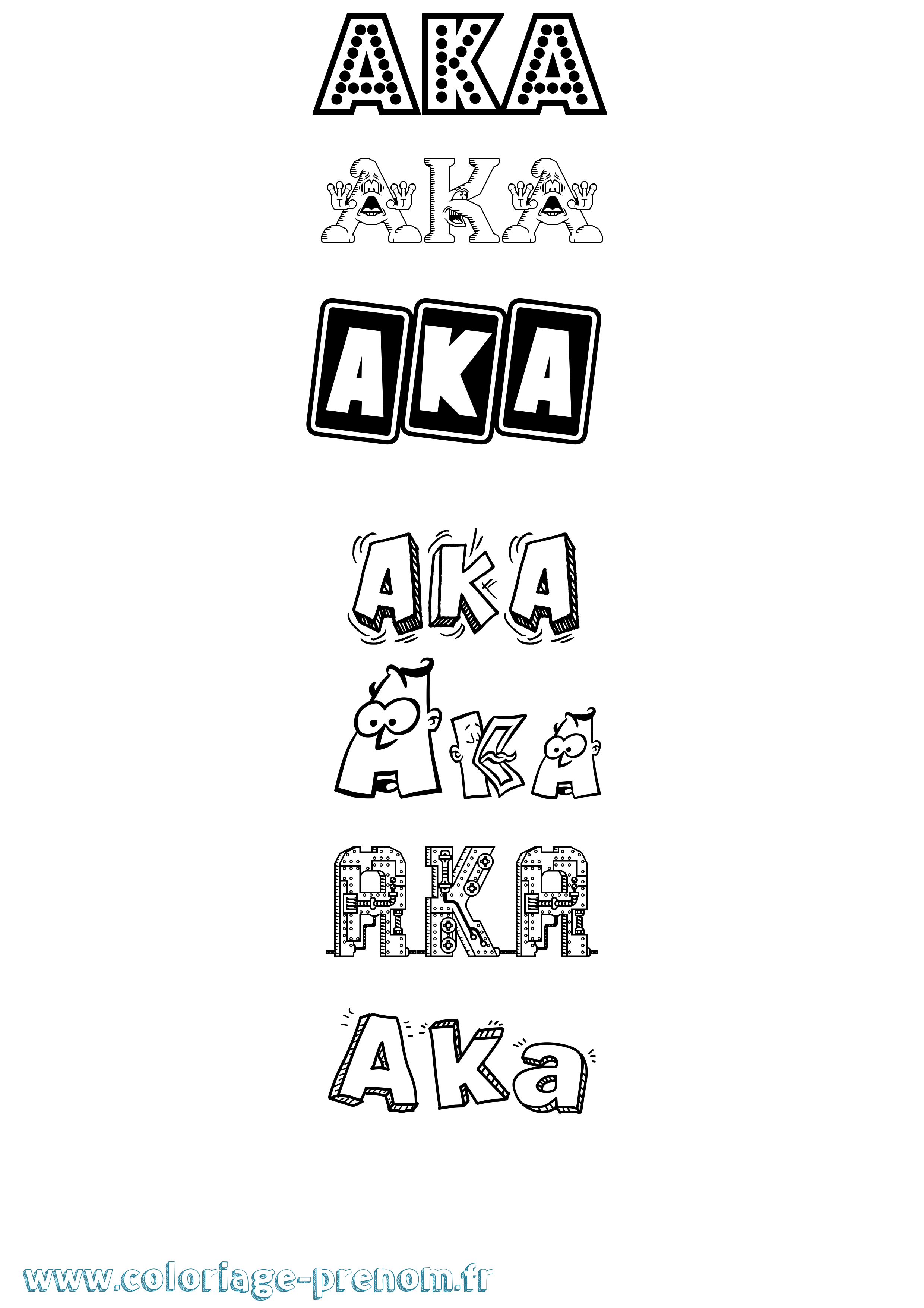 Coloriage prénom Aka Fun
