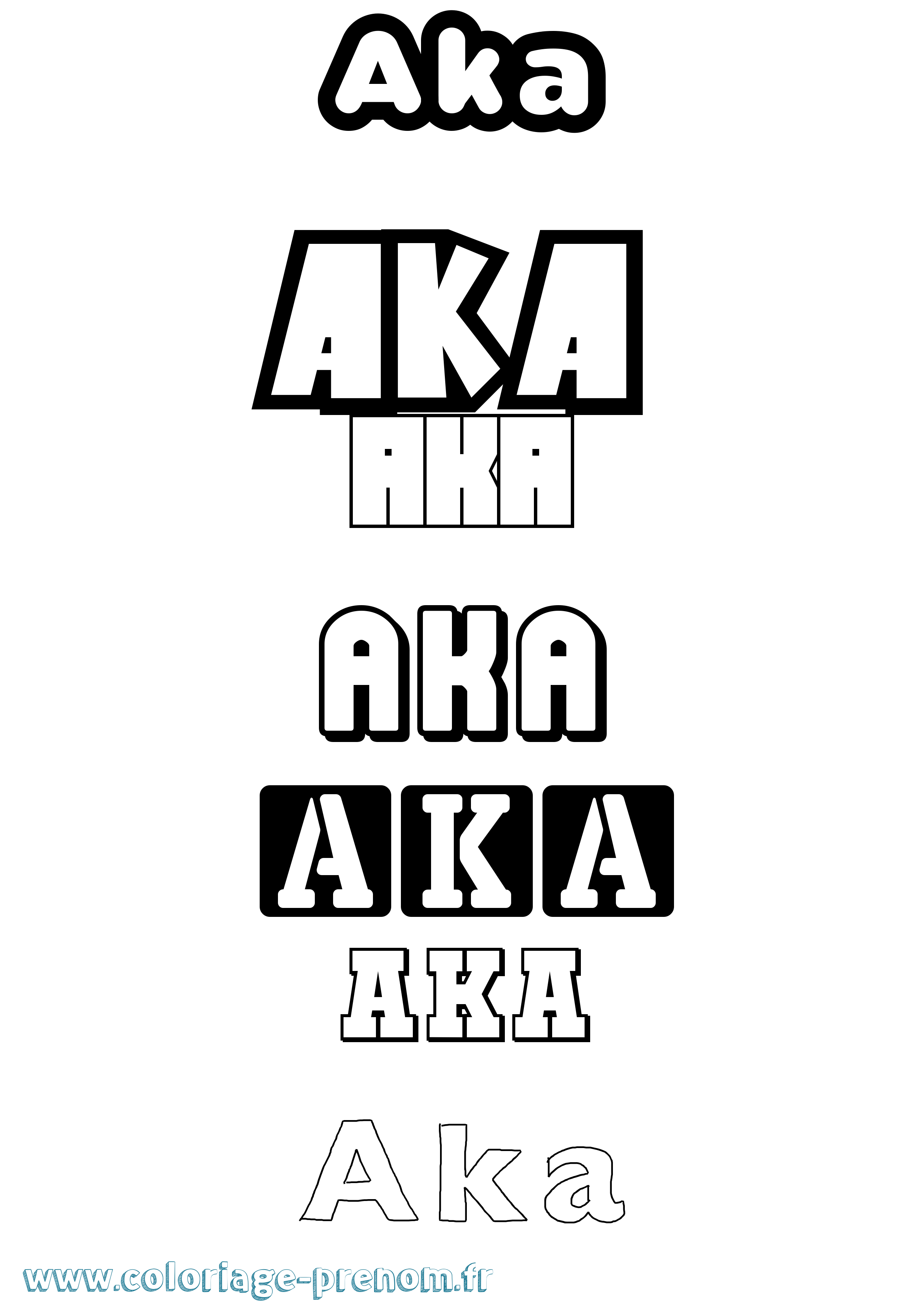 Coloriage prénom Aka Simple