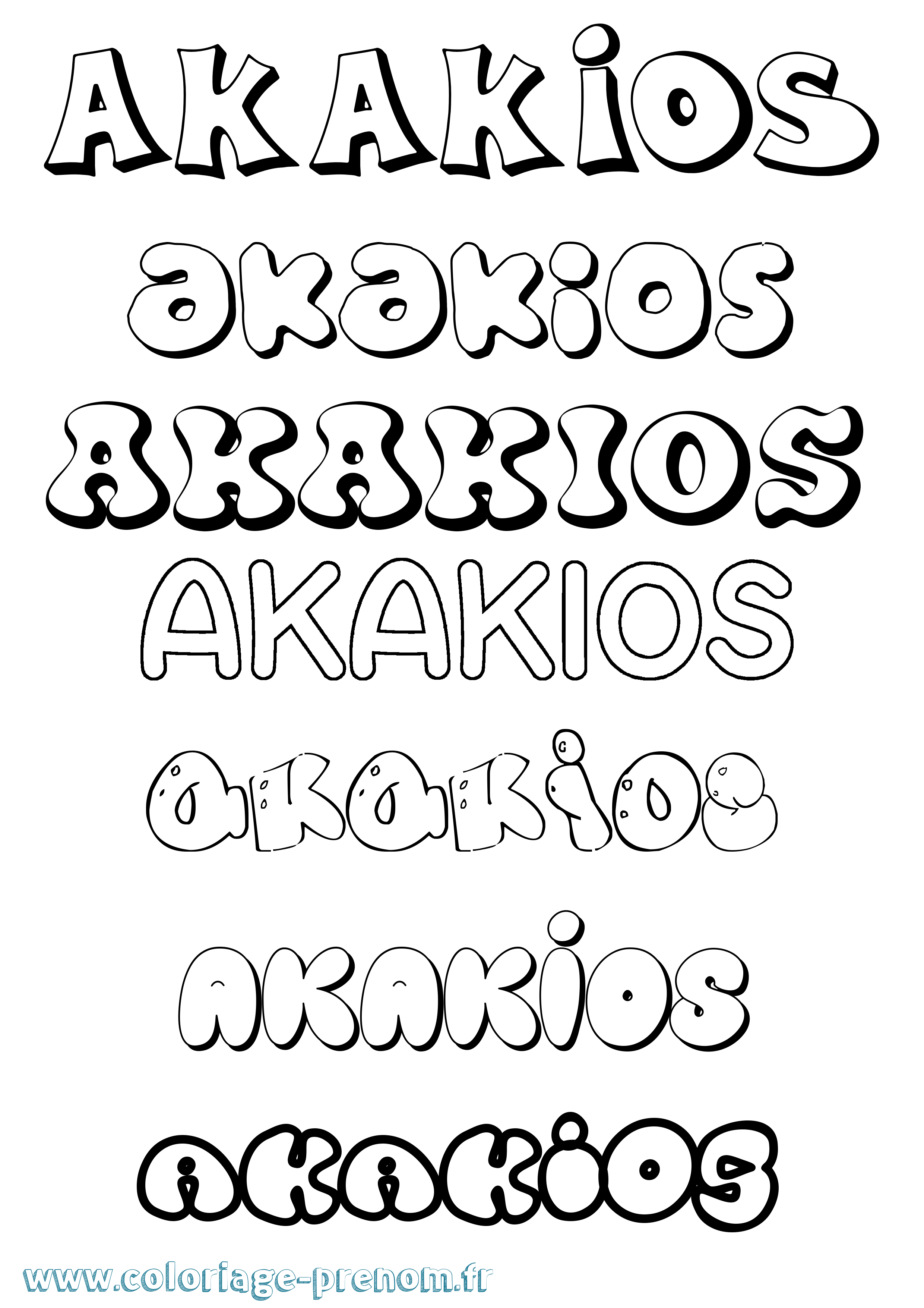 Coloriage prénom Akakios Bubble