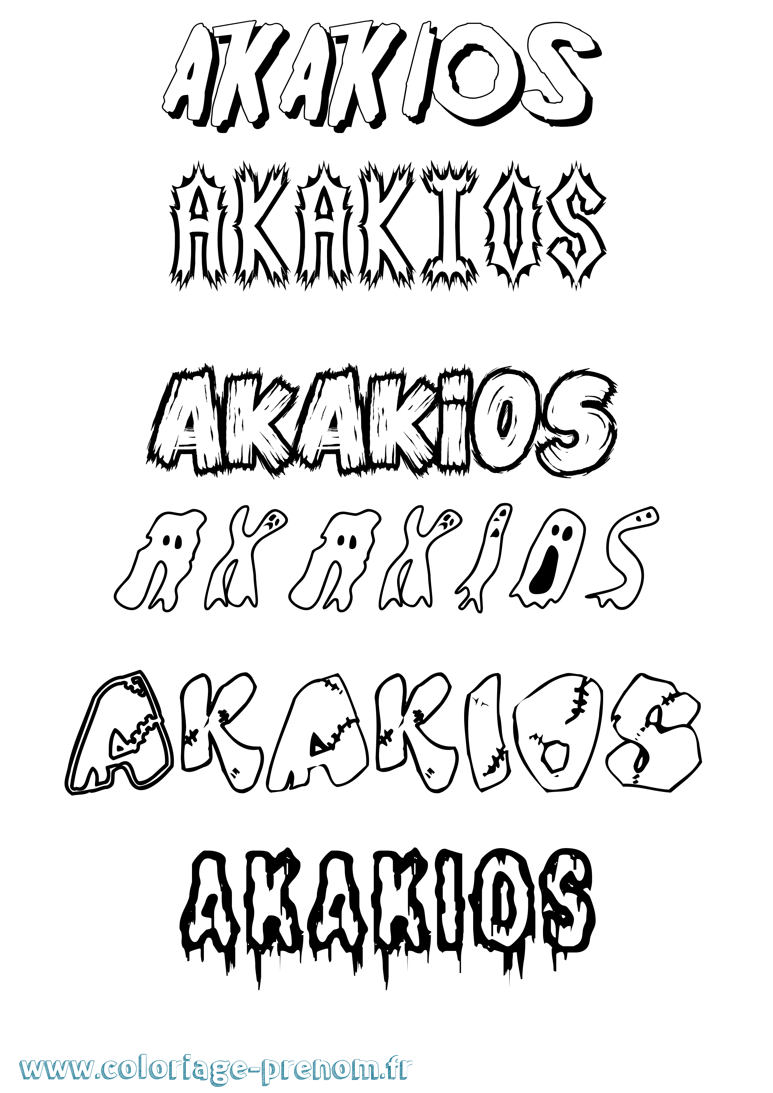 Coloriage prénom Akakios Frisson