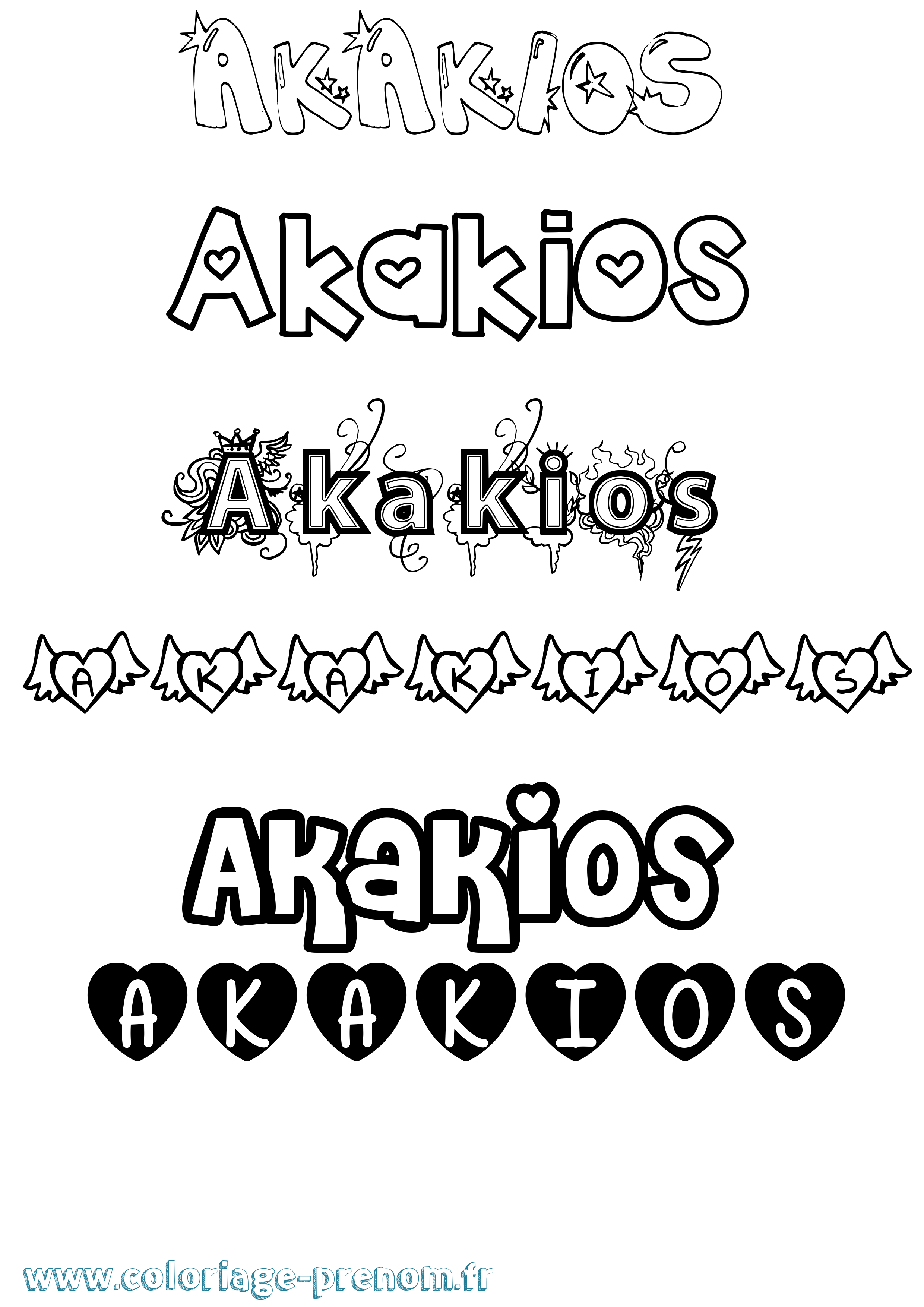 Coloriage prénom Akakios Girly
