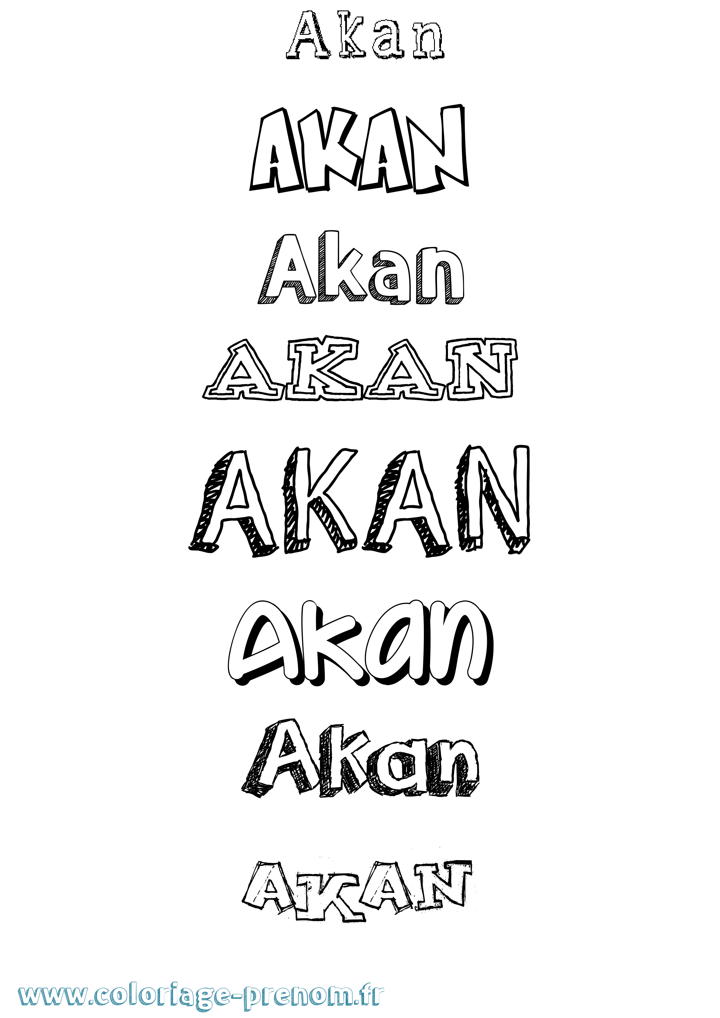 Coloriage prénom Akan Dessiné