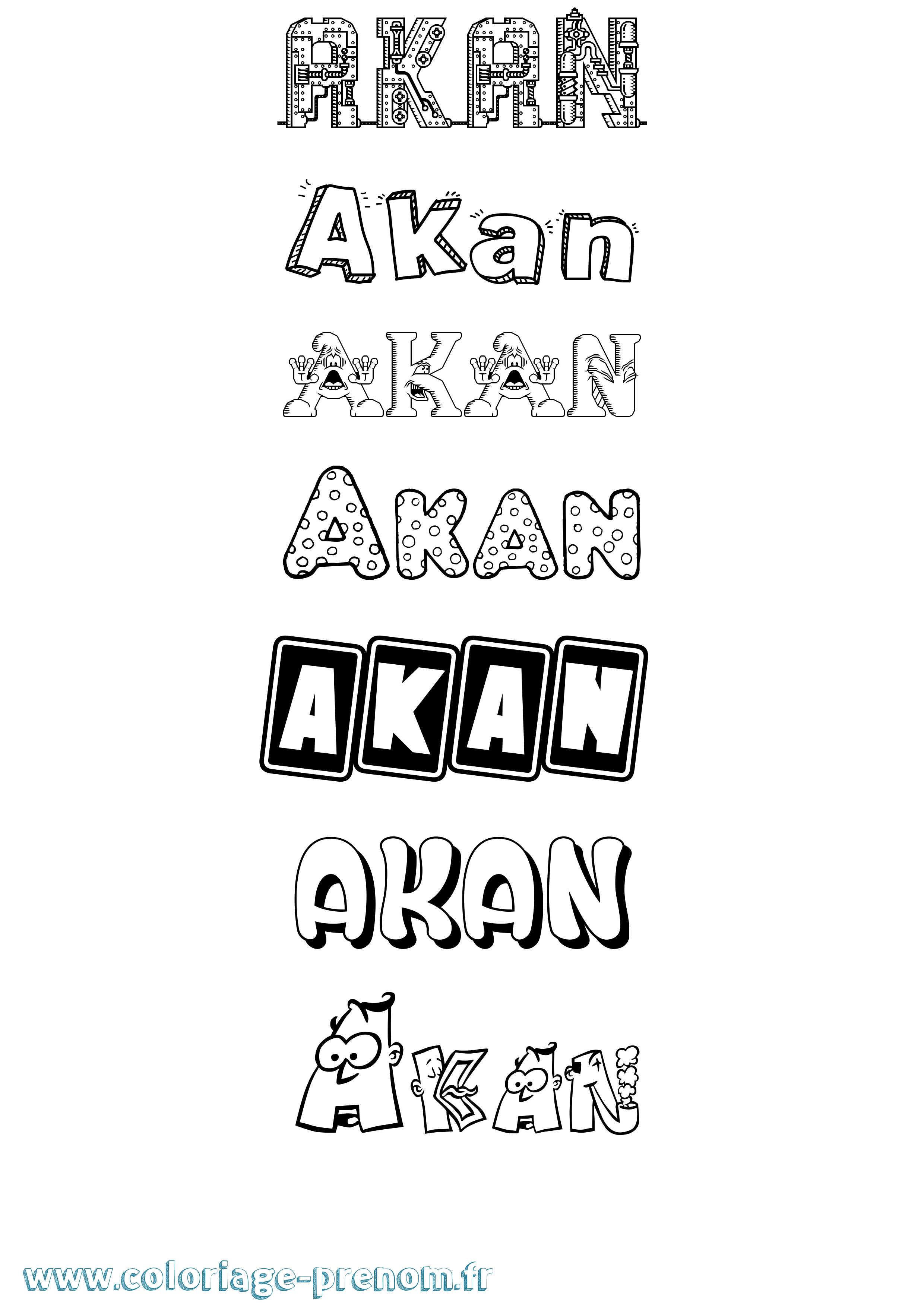 Coloriage prénom Akan Fun