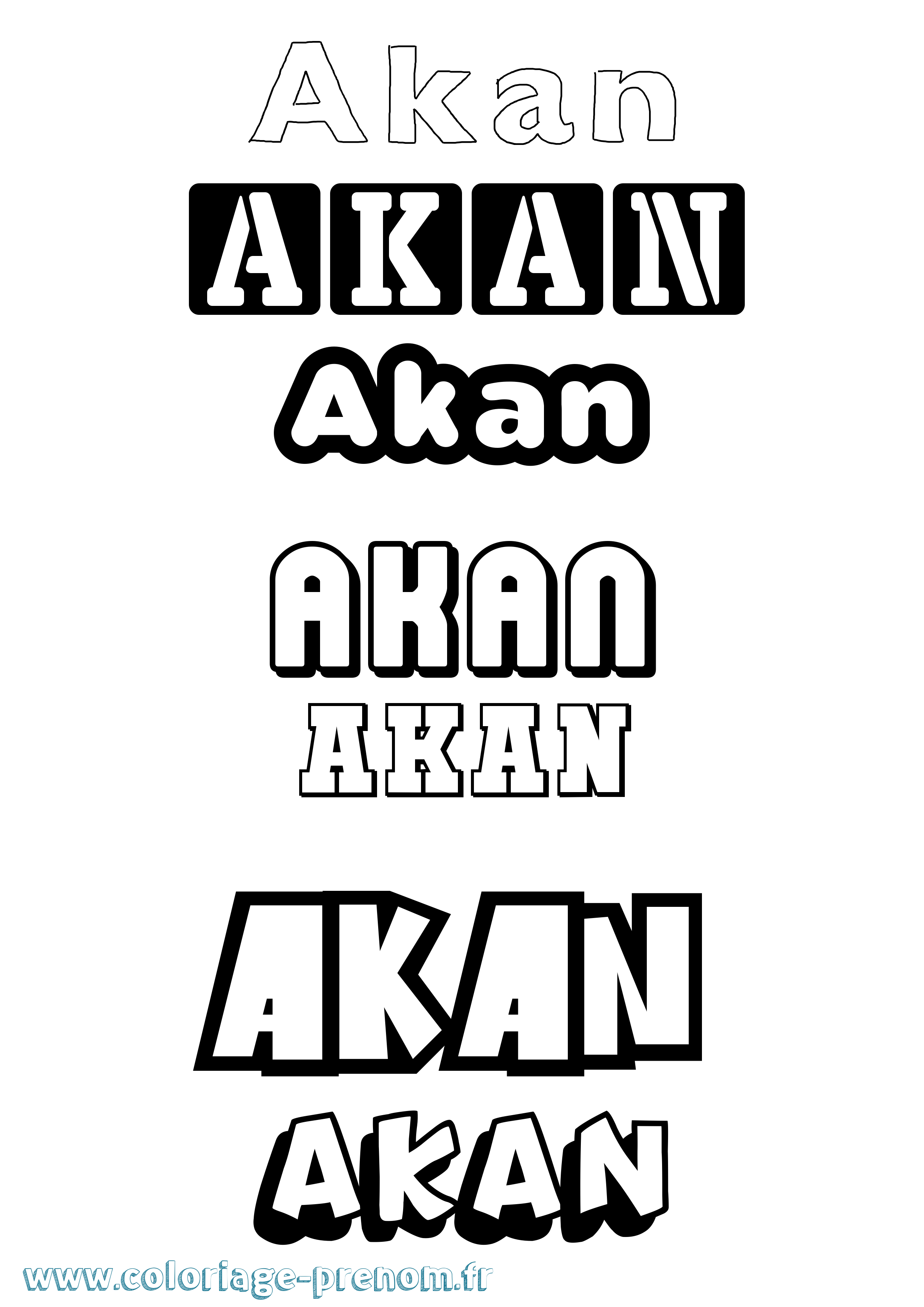 Coloriage prénom Akan Simple