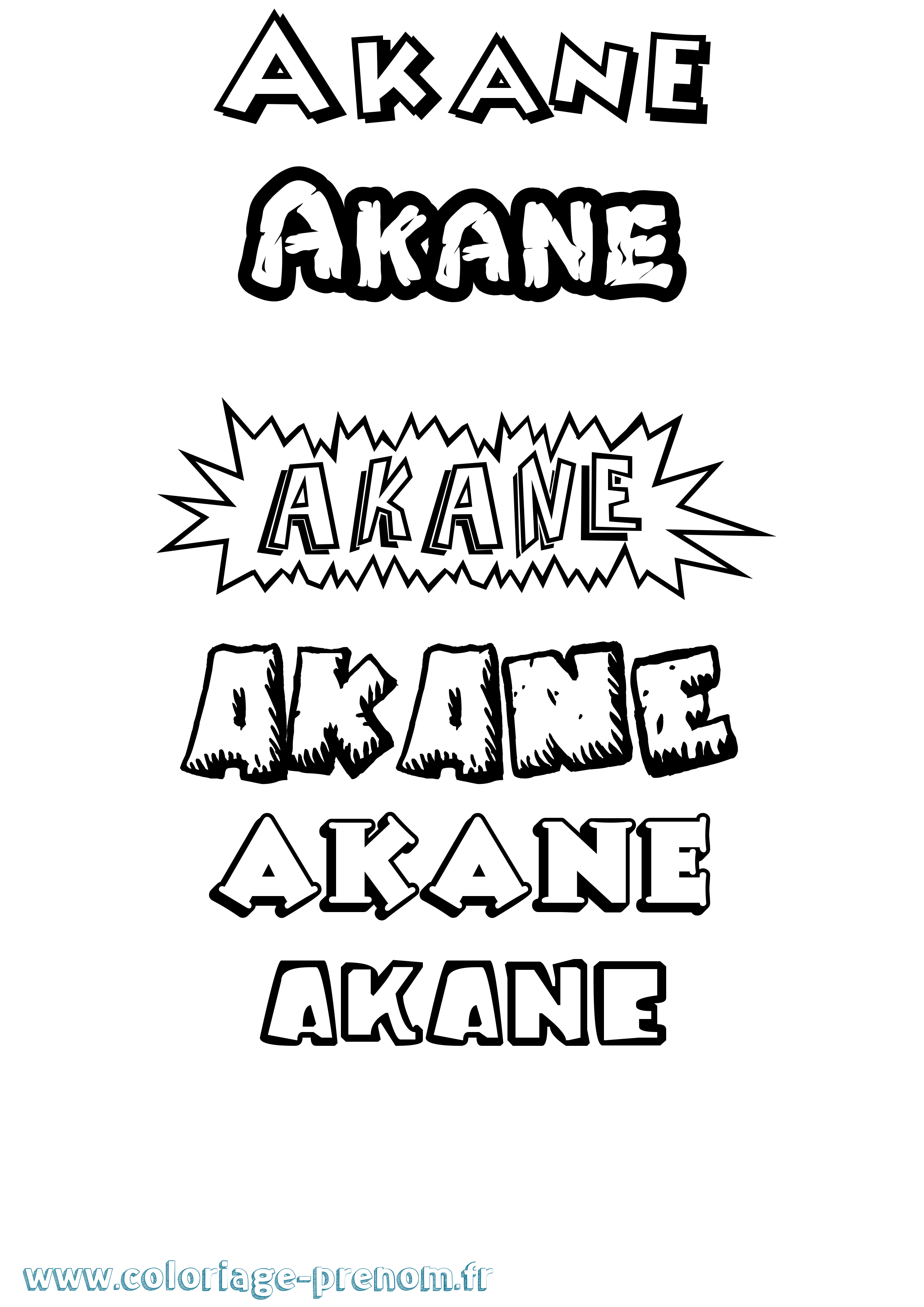 Coloriage prénom Akane Dessin Animé