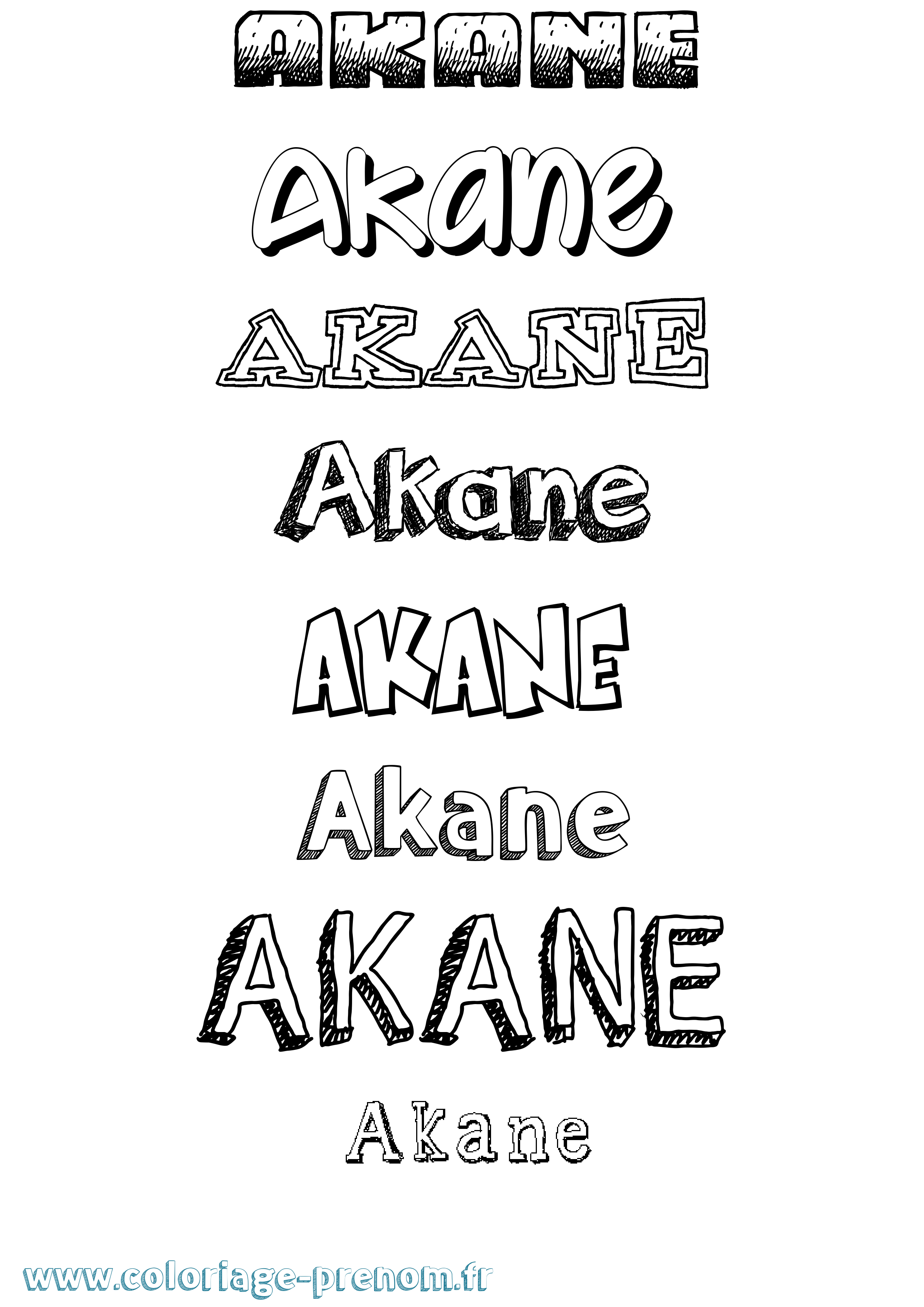 Coloriage prénom Akane Dessiné
