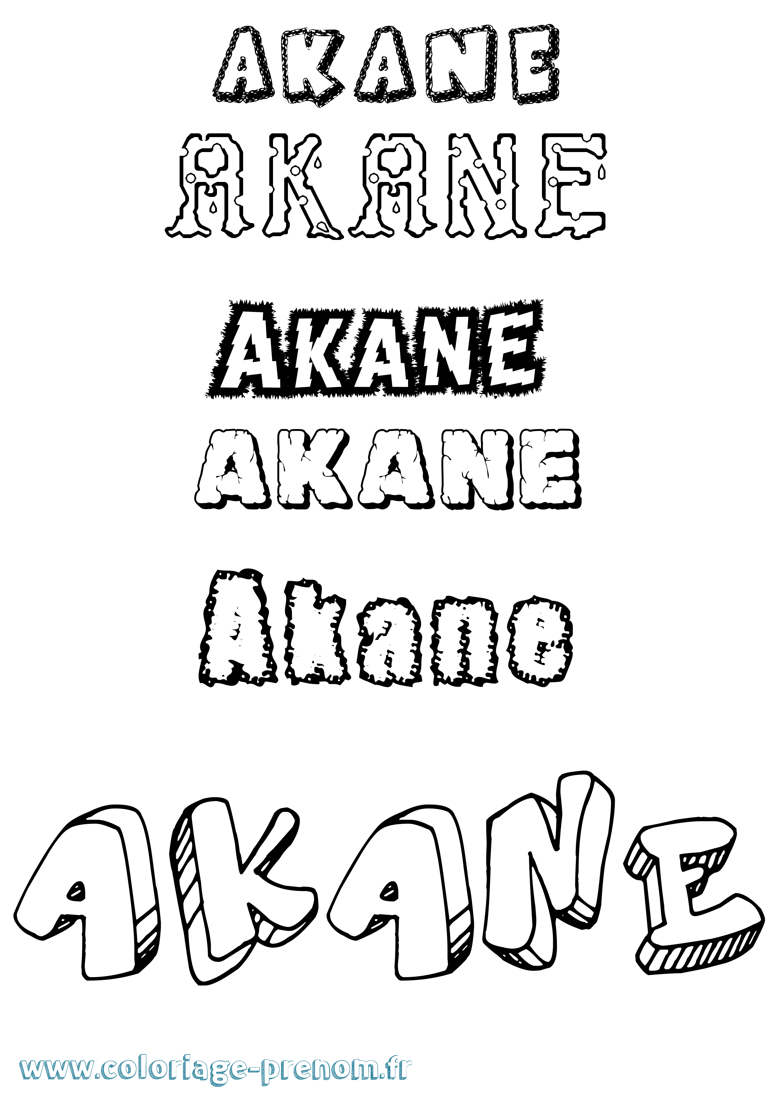 Coloriage prénom Akane Destructuré