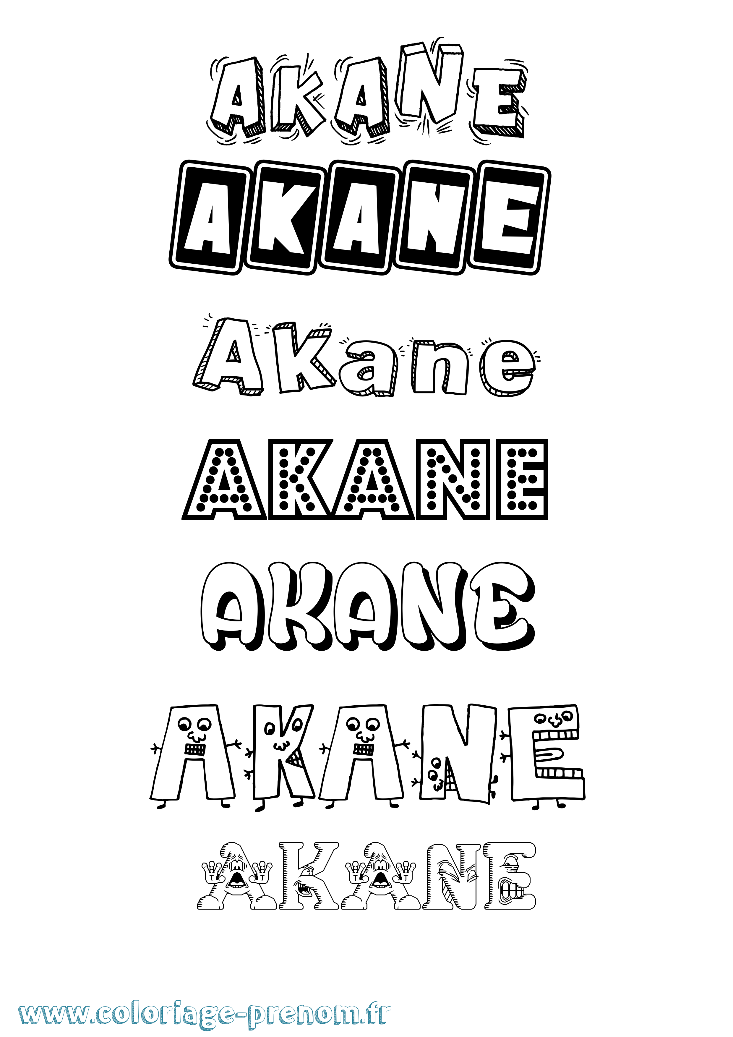 Coloriage prénom Akane Fun