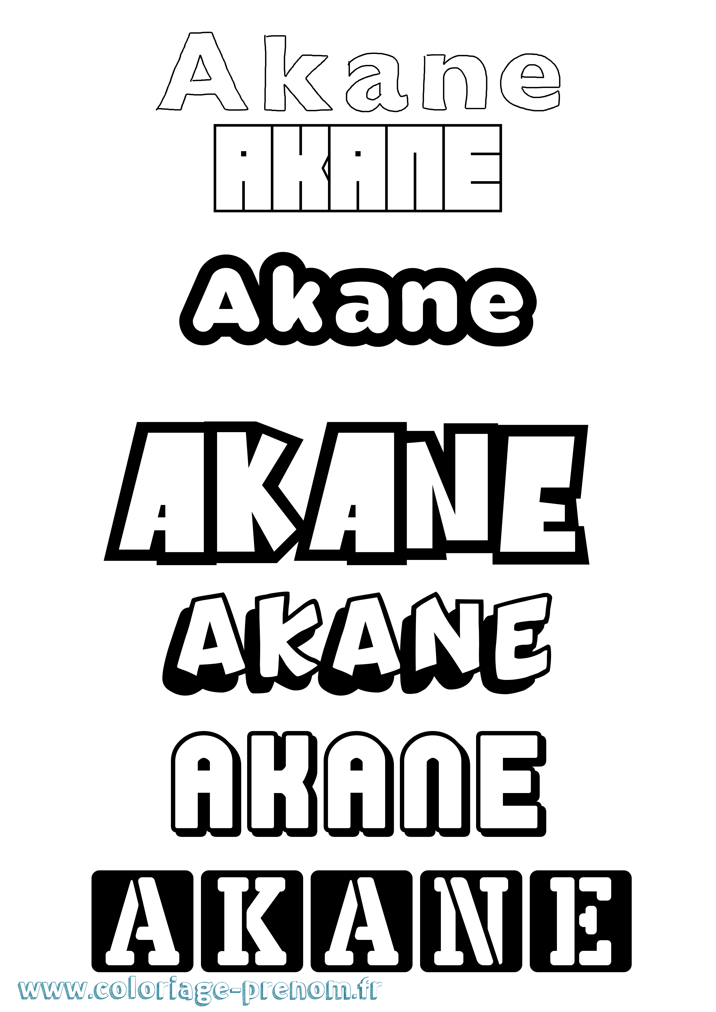 Coloriage prénom Akane Simple
