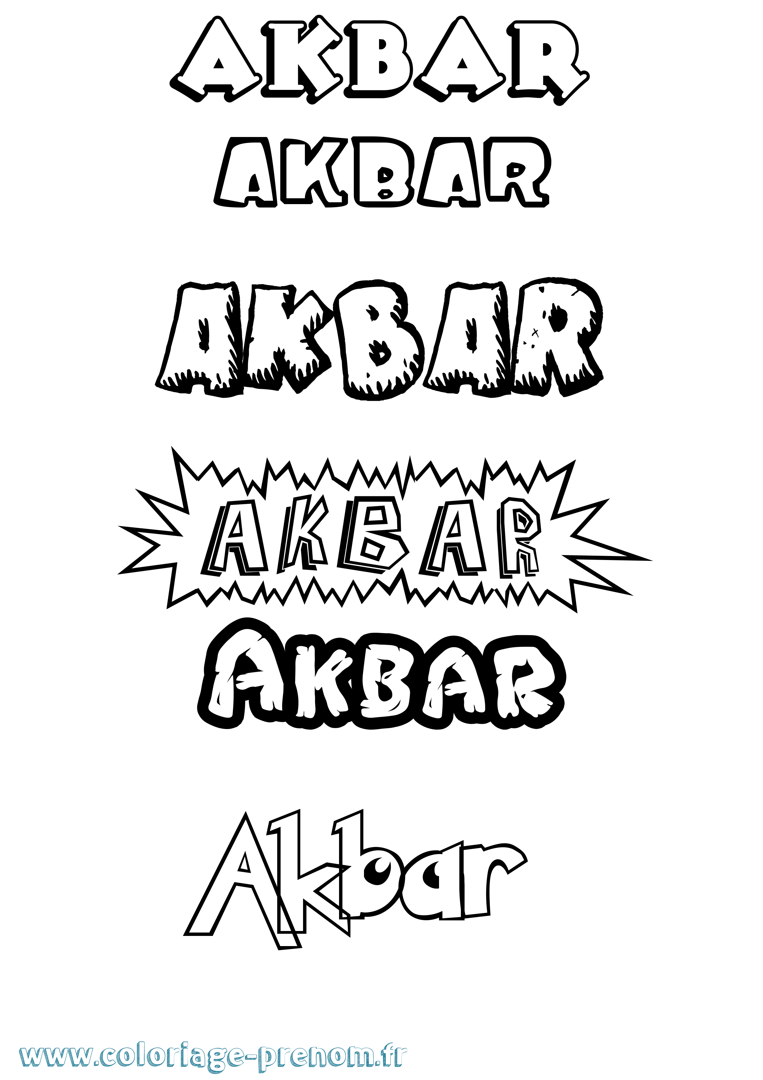 Coloriage prénom Akbar Dessin Animé