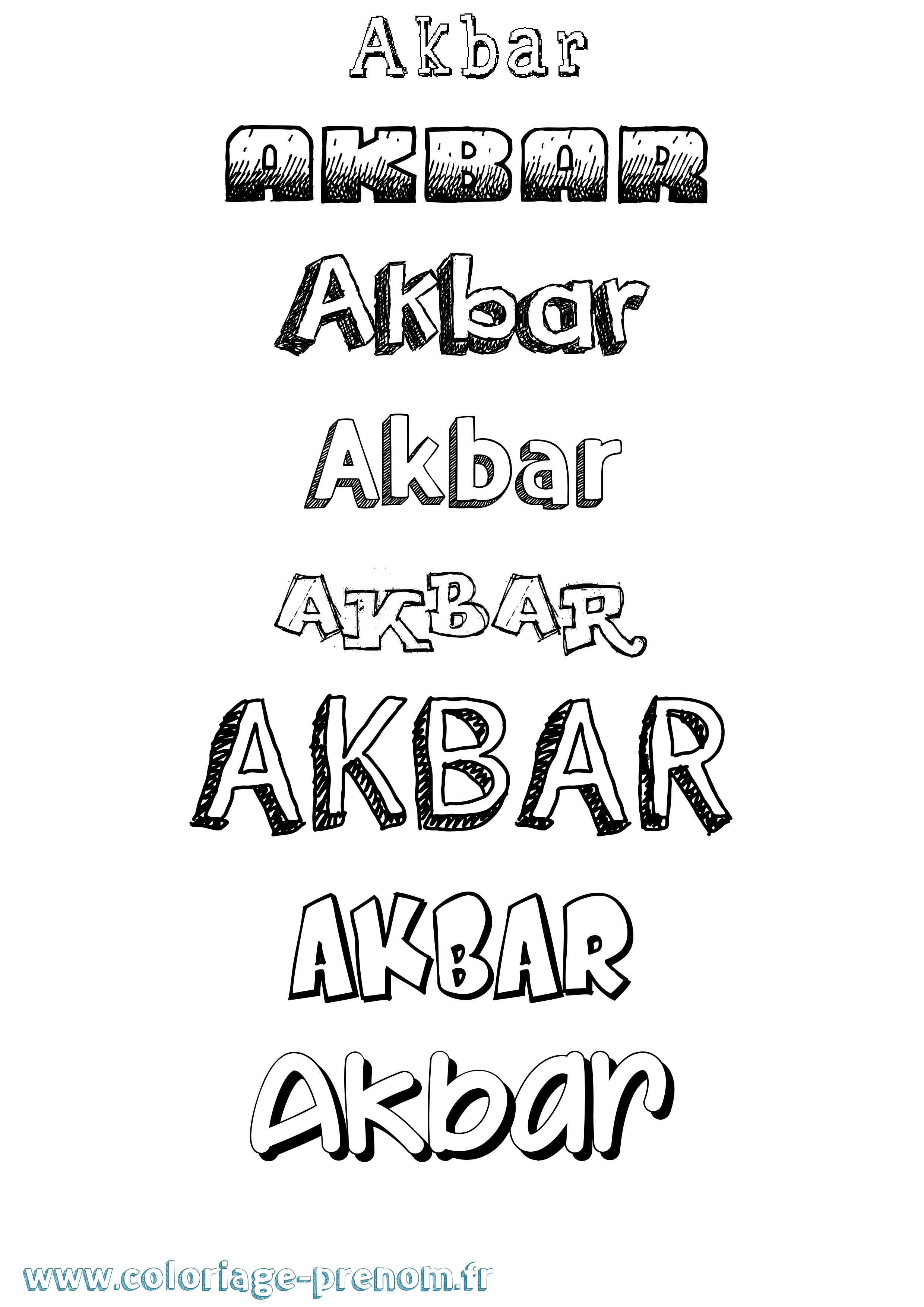 Coloriage prénom Akbar Dessiné