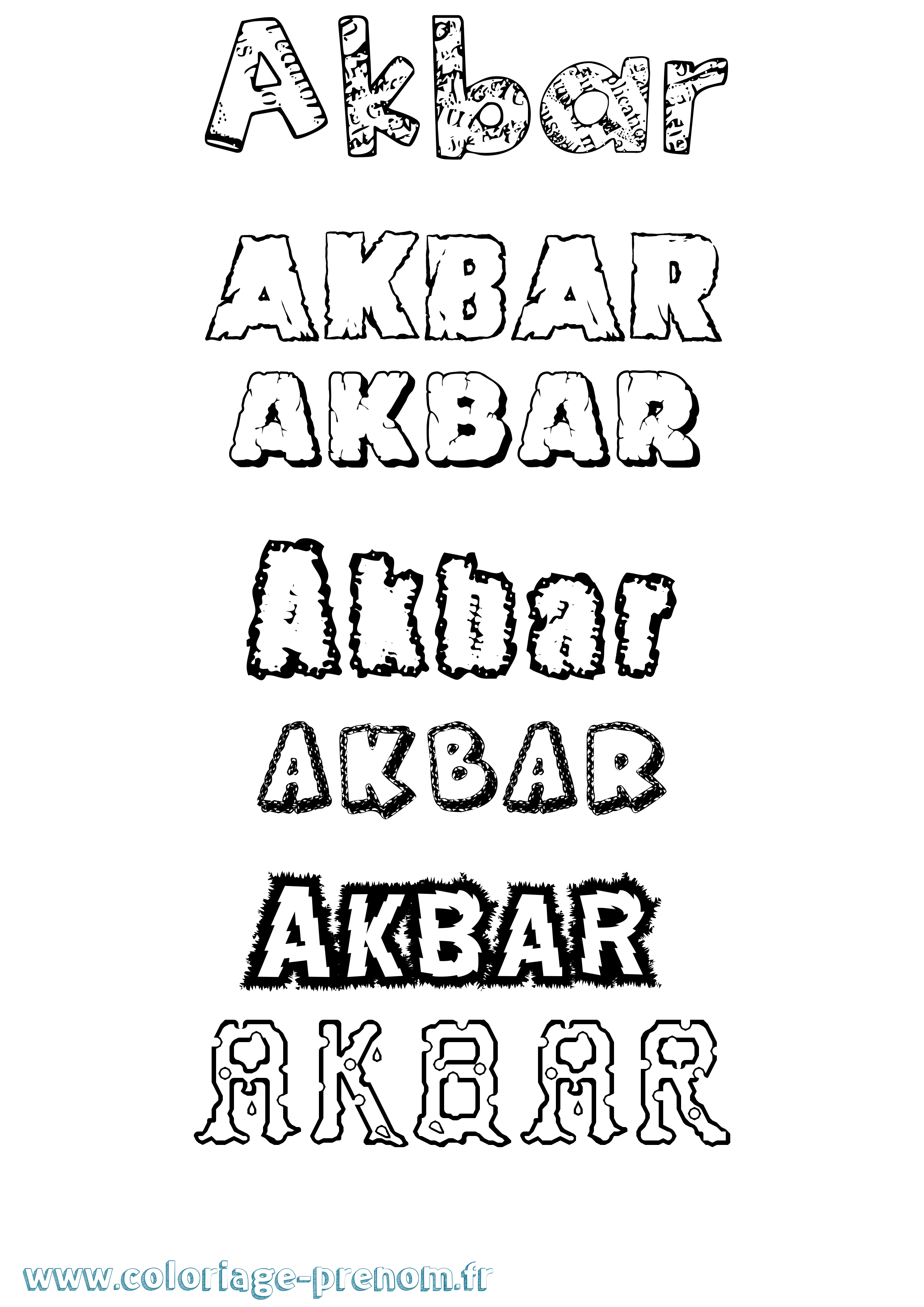 Coloriage prénom Akbar Destructuré