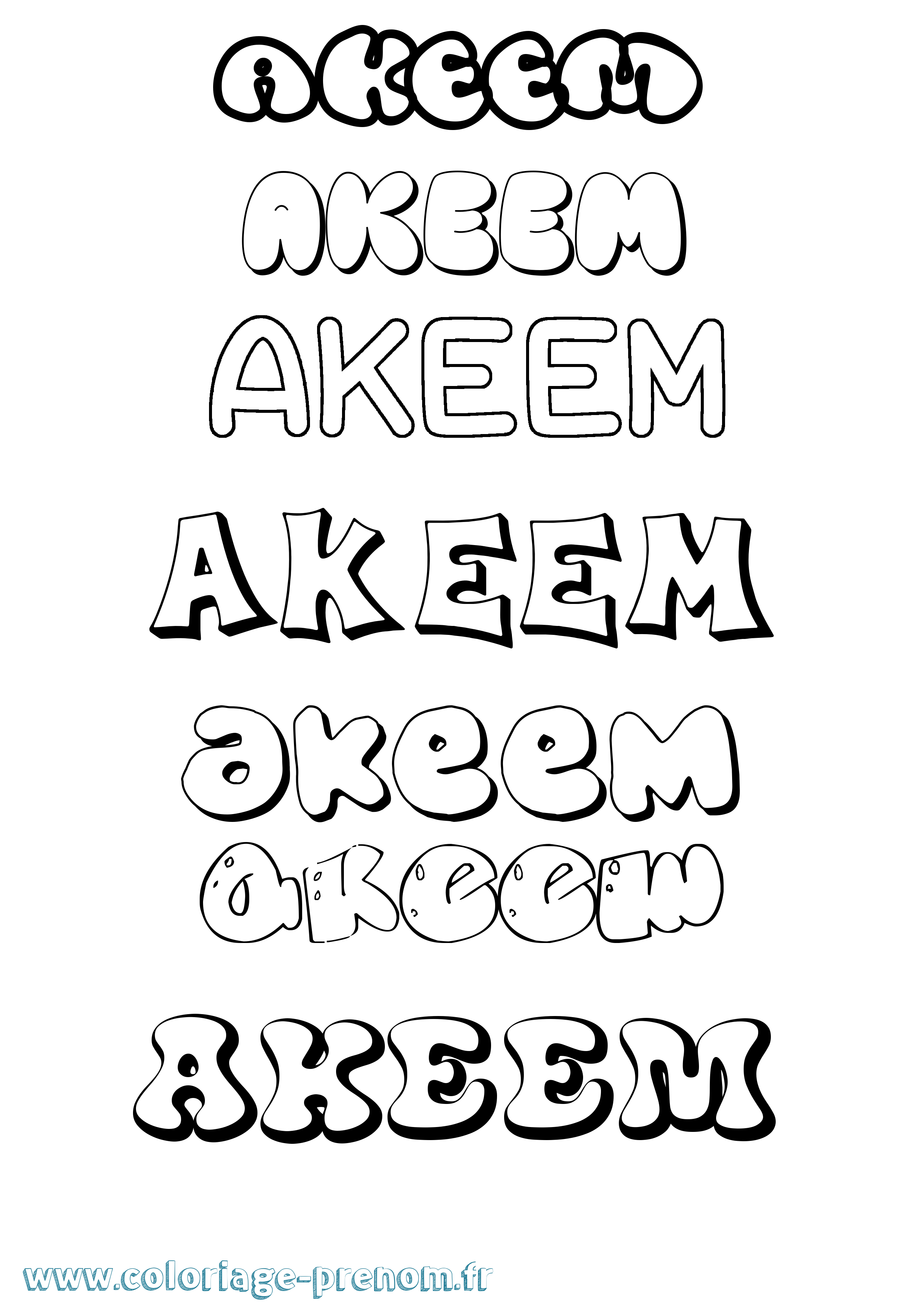 Coloriage prénom Akeem Bubble