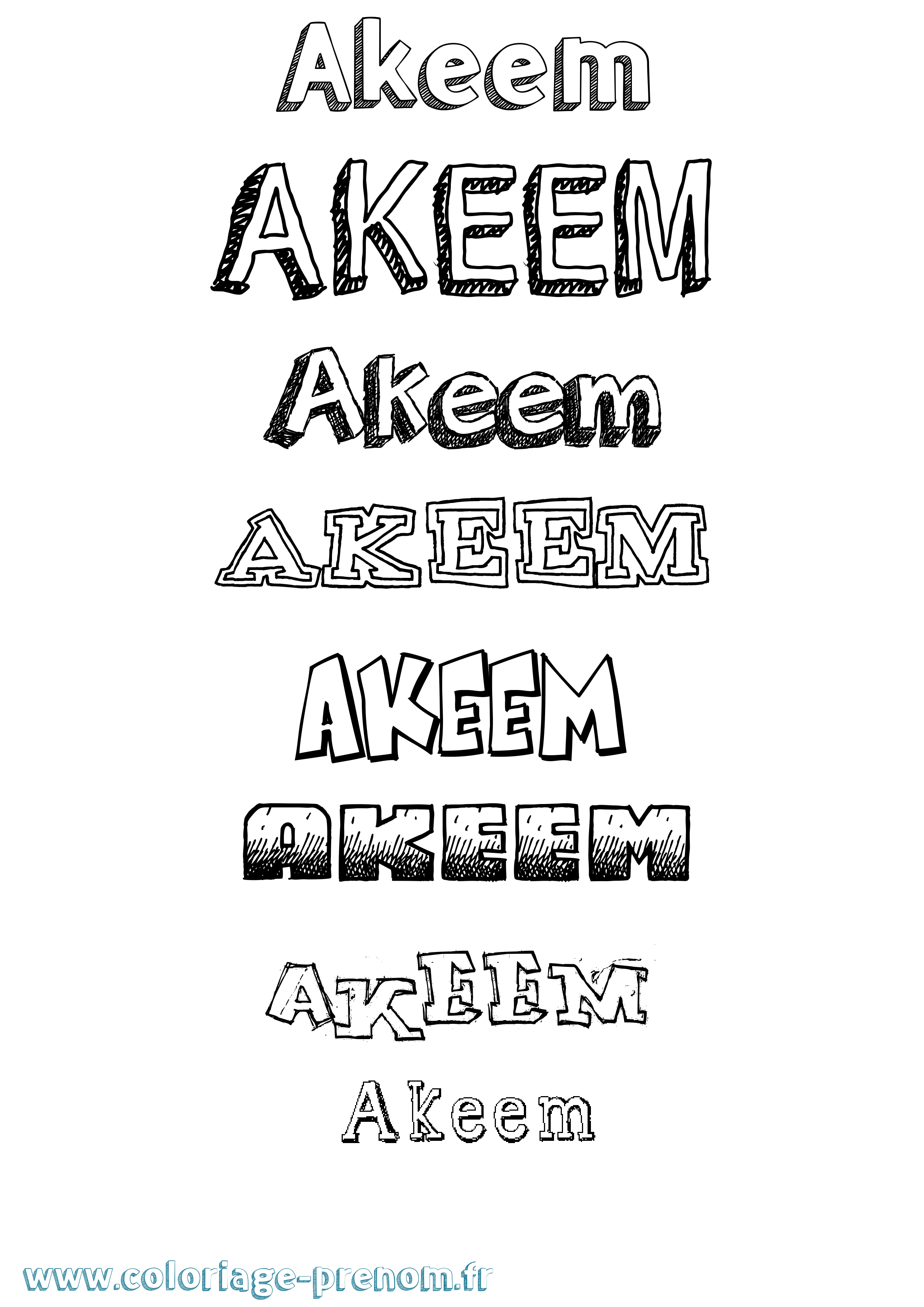 Coloriage prénom Akeem Dessiné