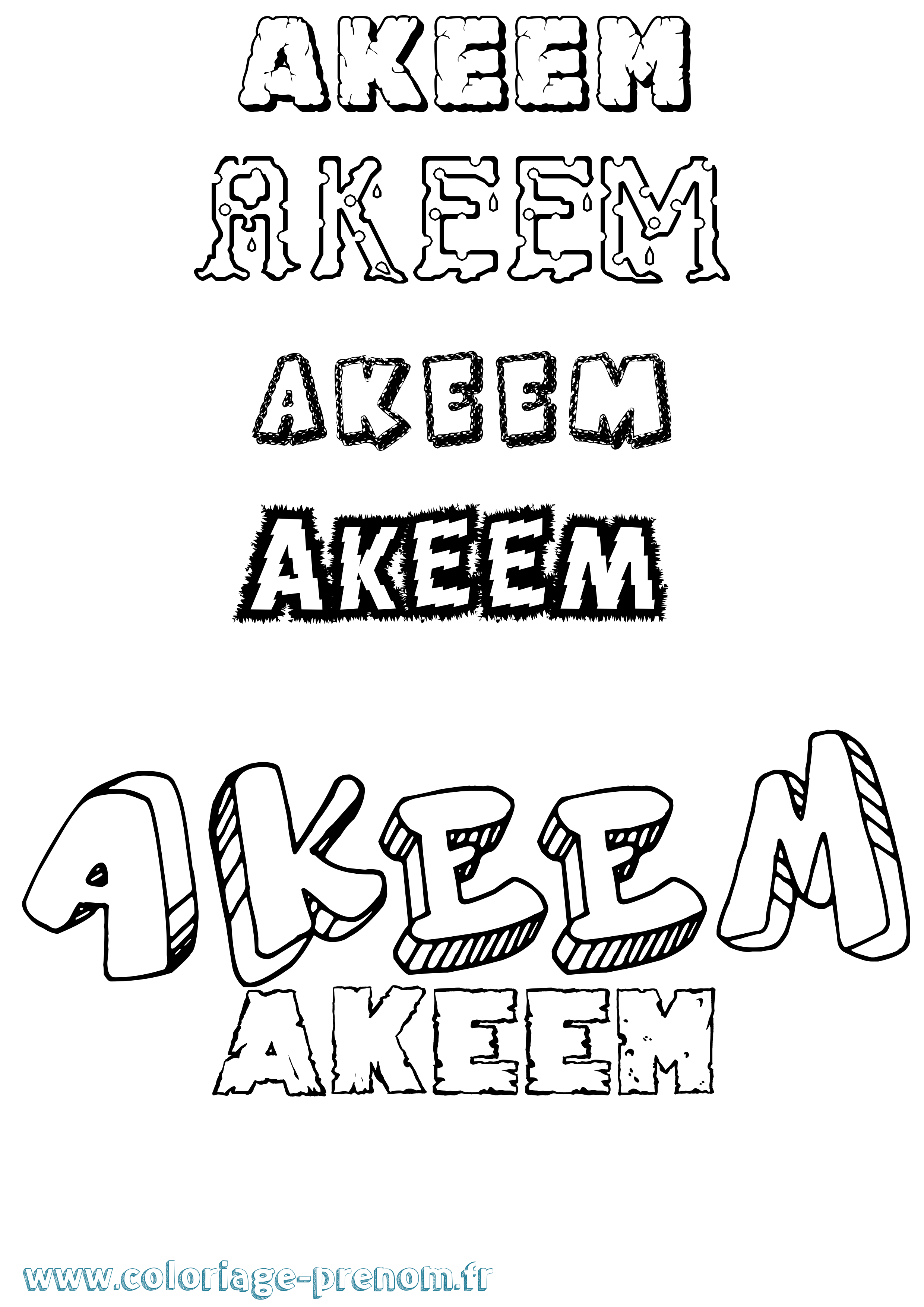 Coloriage prénom Akeem Destructuré