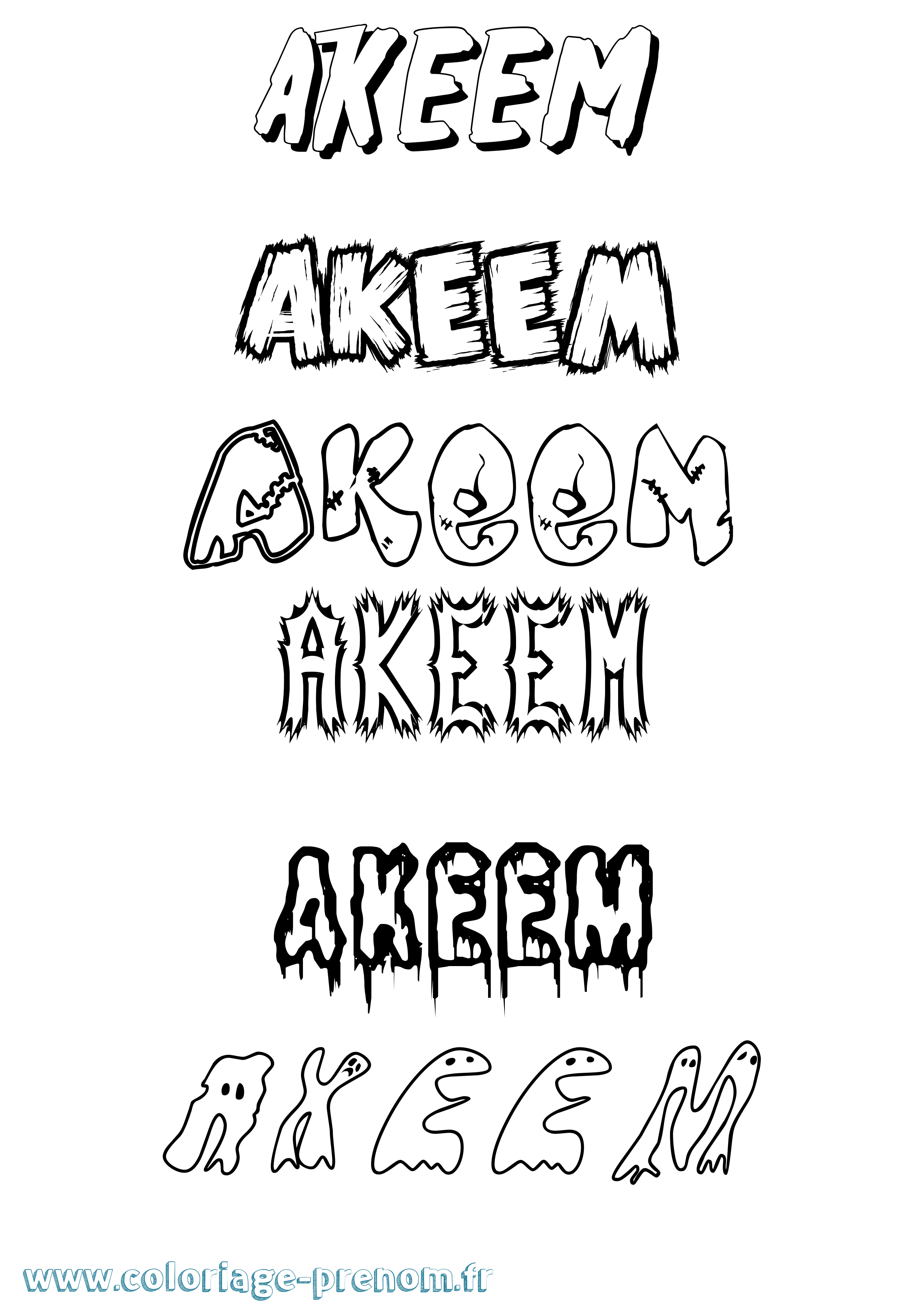 Coloriage prénom Akeem Frisson