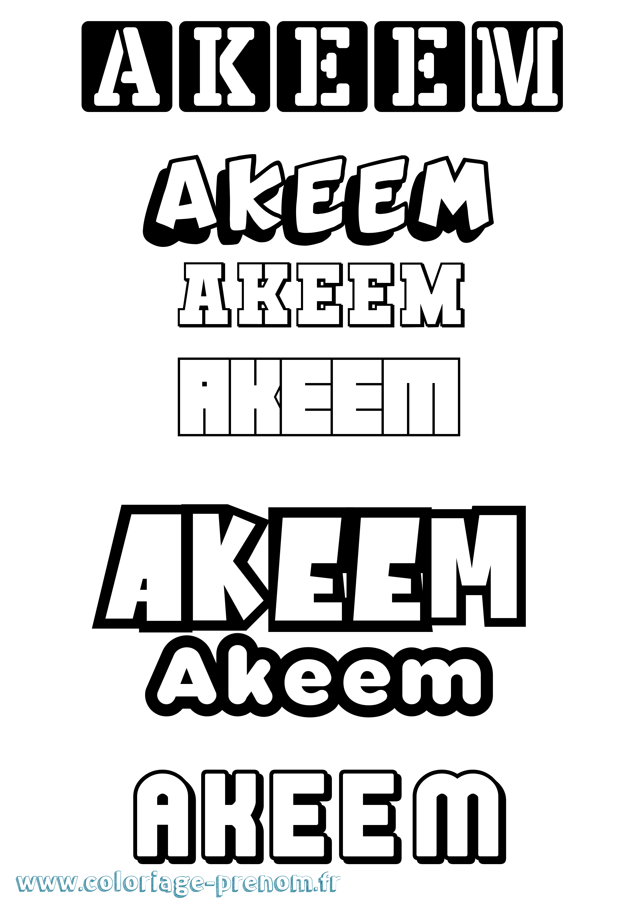 Coloriage prénom Akeem Simple