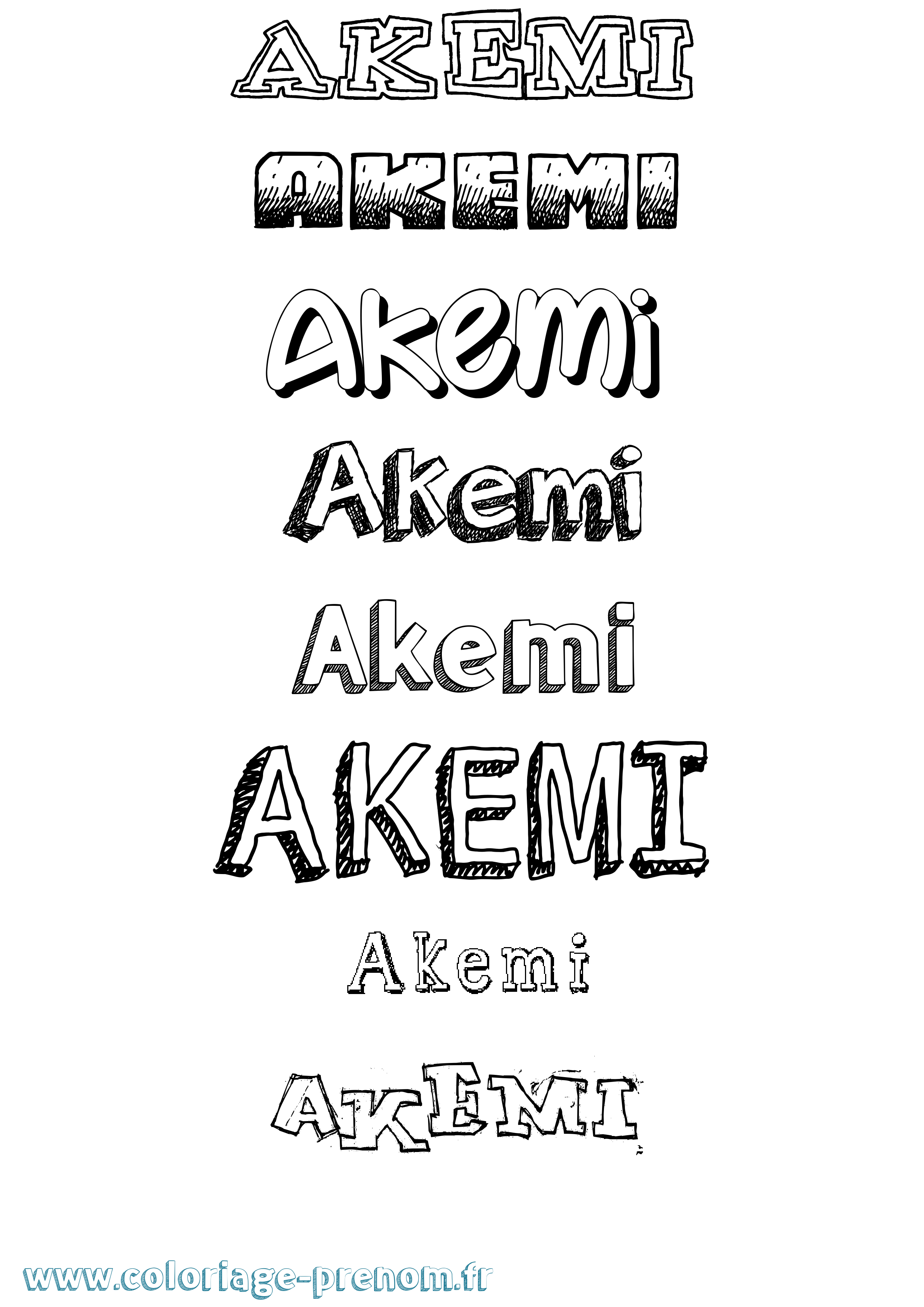 Coloriage prénom Akemi Dessiné