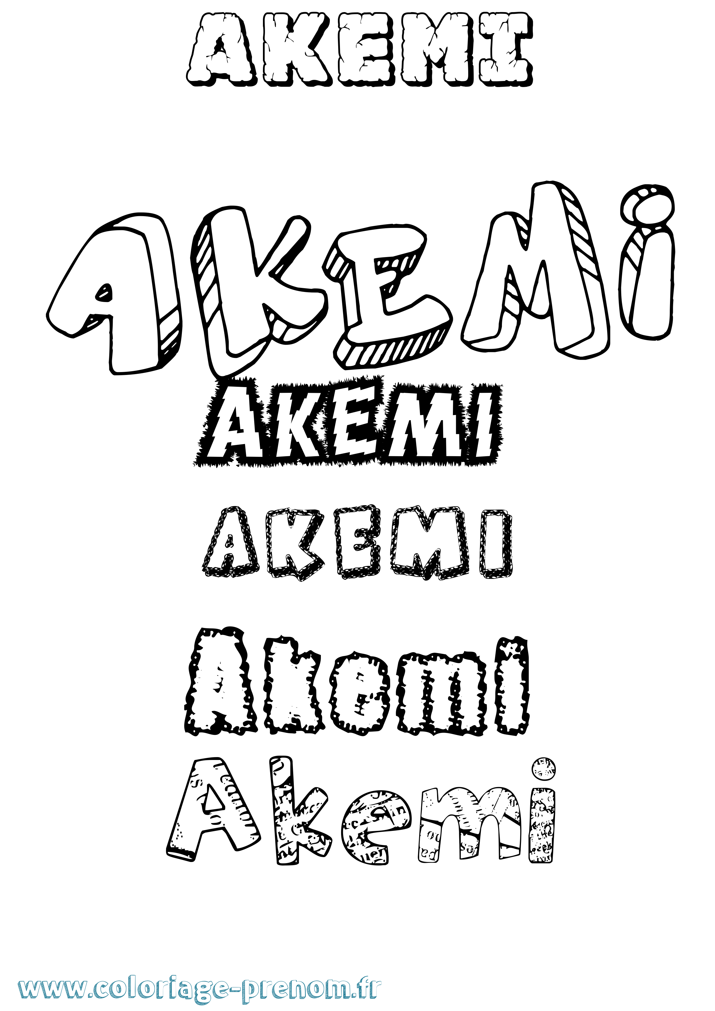 Coloriage prénom Akemi Destructuré