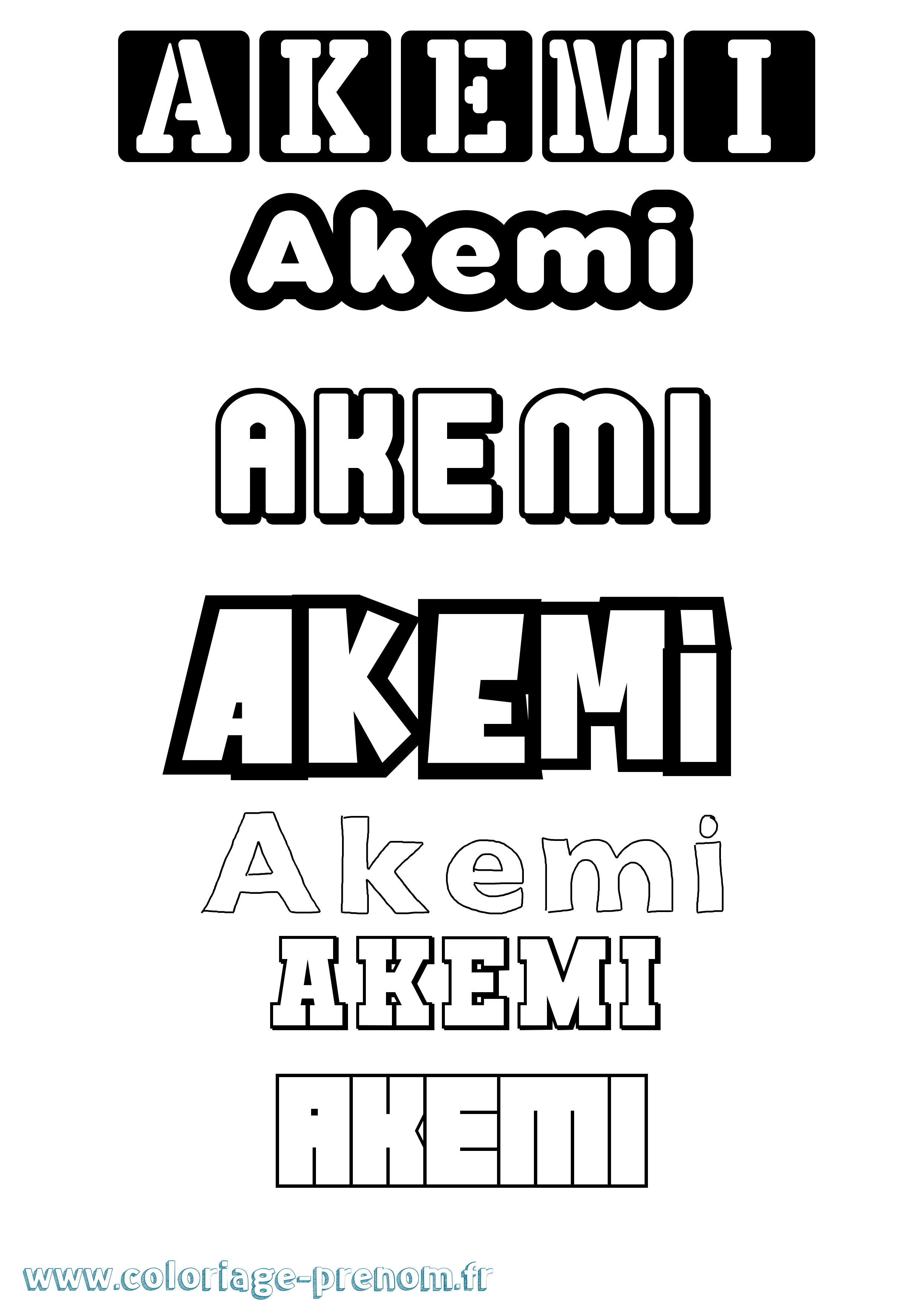 Coloriage prénom Akemi Simple