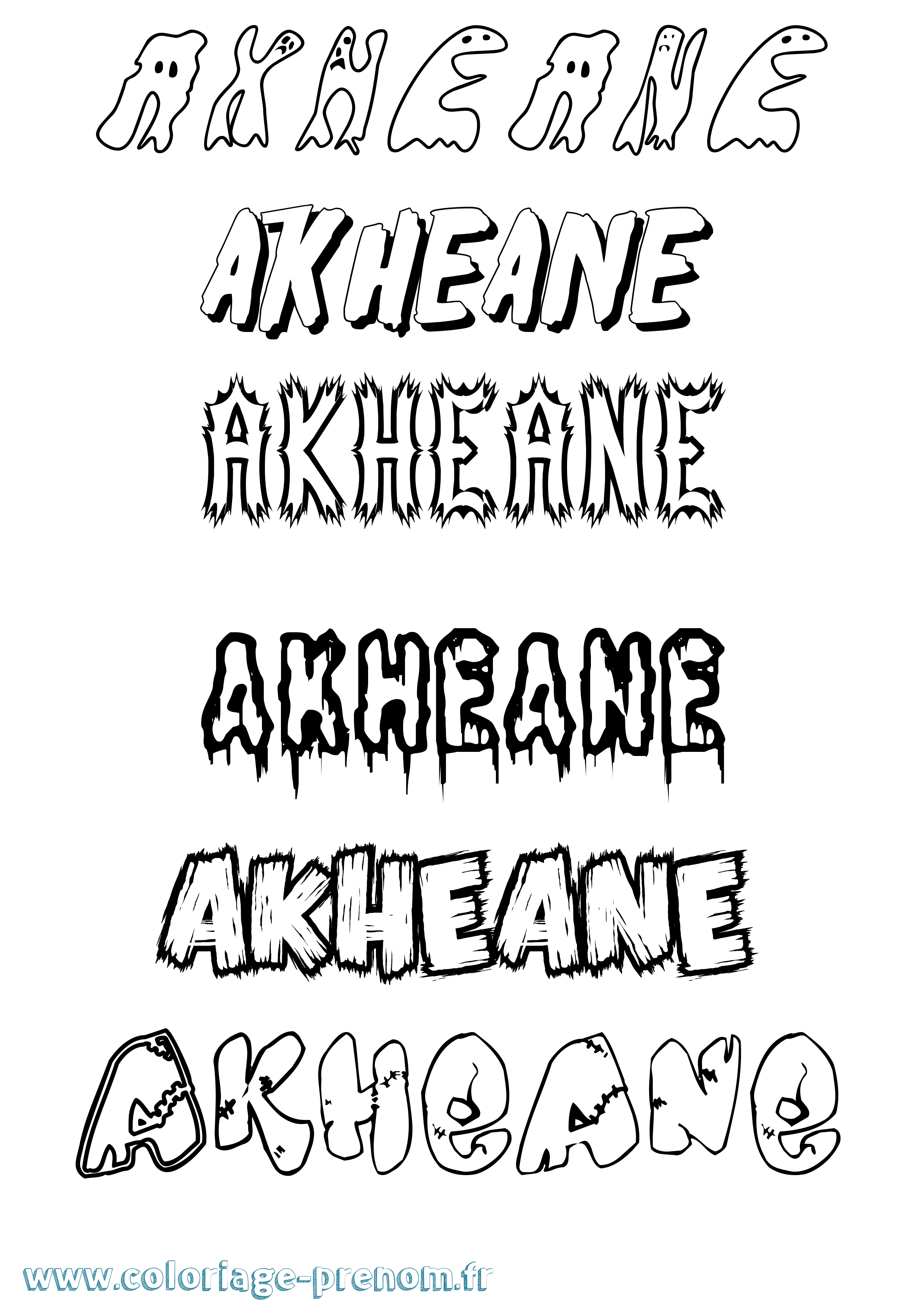 Coloriage prénom Akheane Frisson