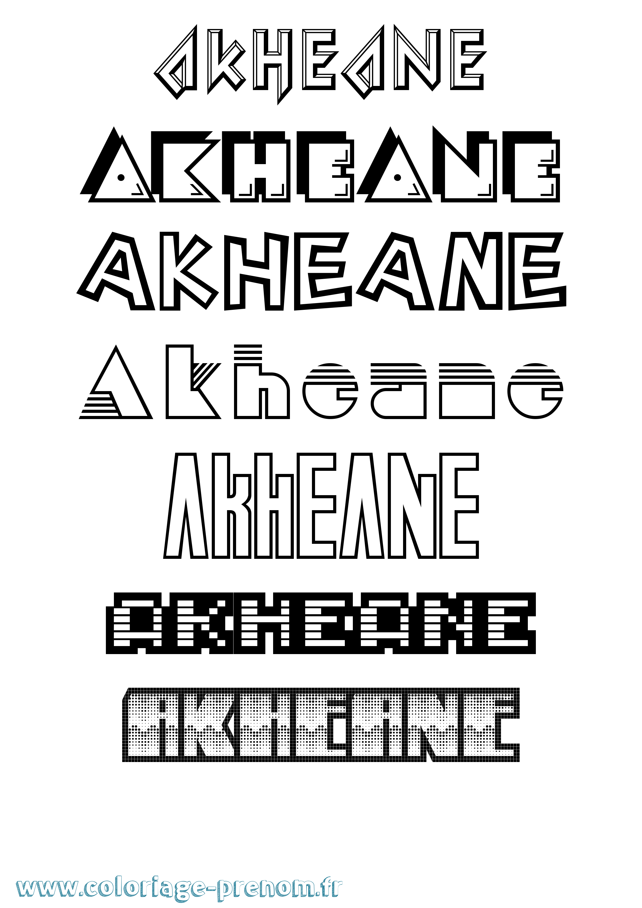 Coloriage prénom Akheane Jeux Vidéos