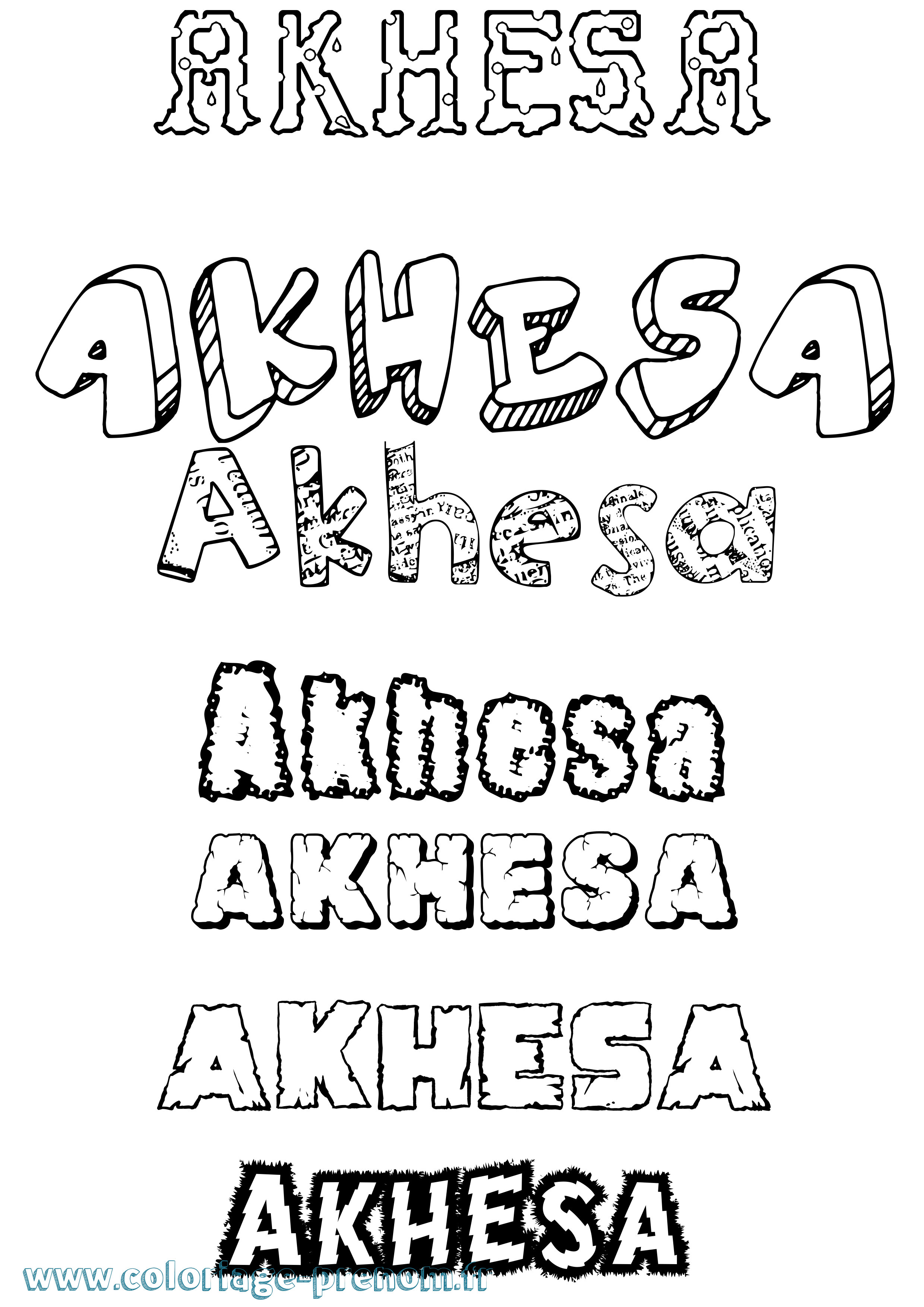 Coloriage prénom Akhesa Destructuré