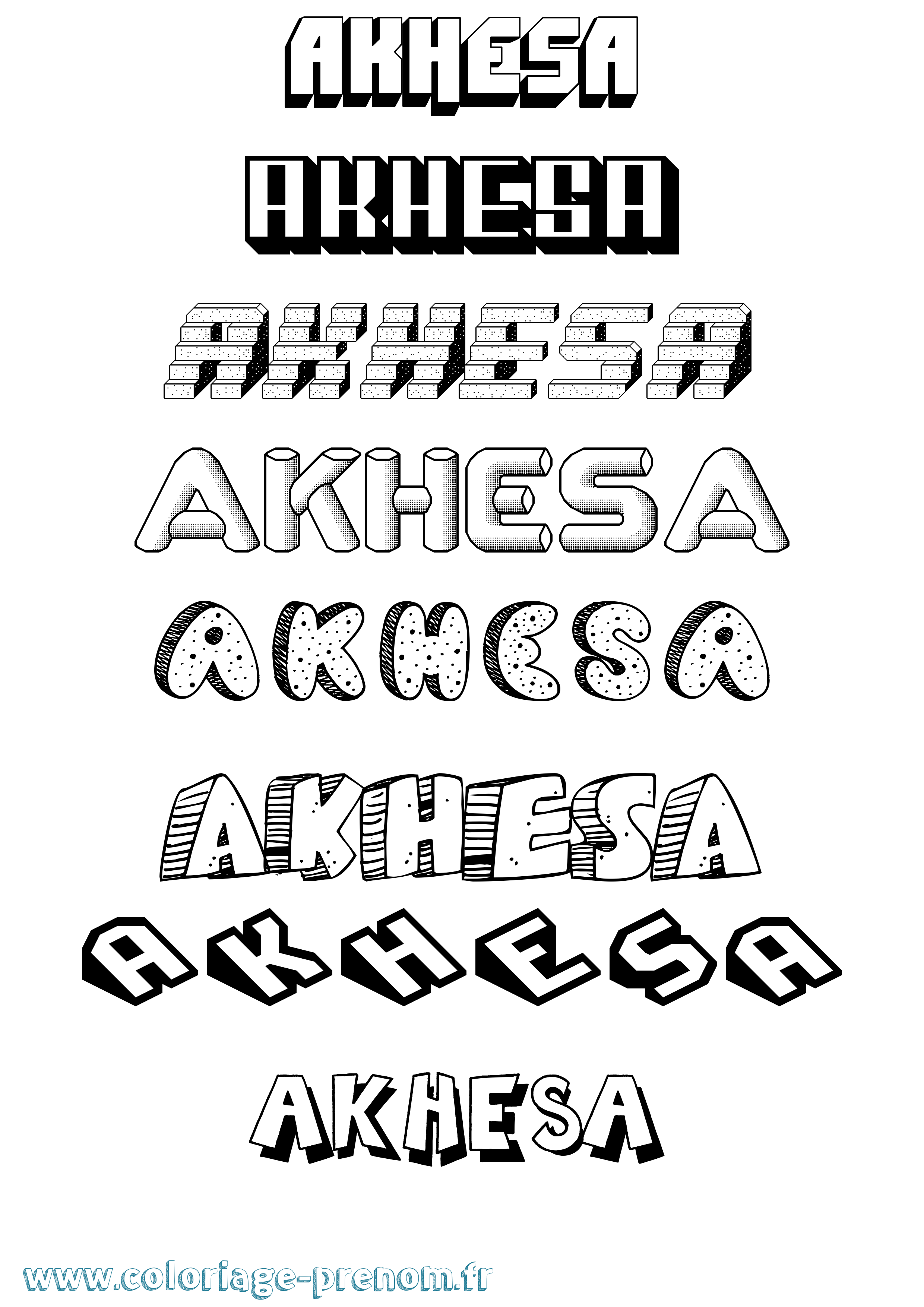 Coloriage prénom Akhesa Effet 3D