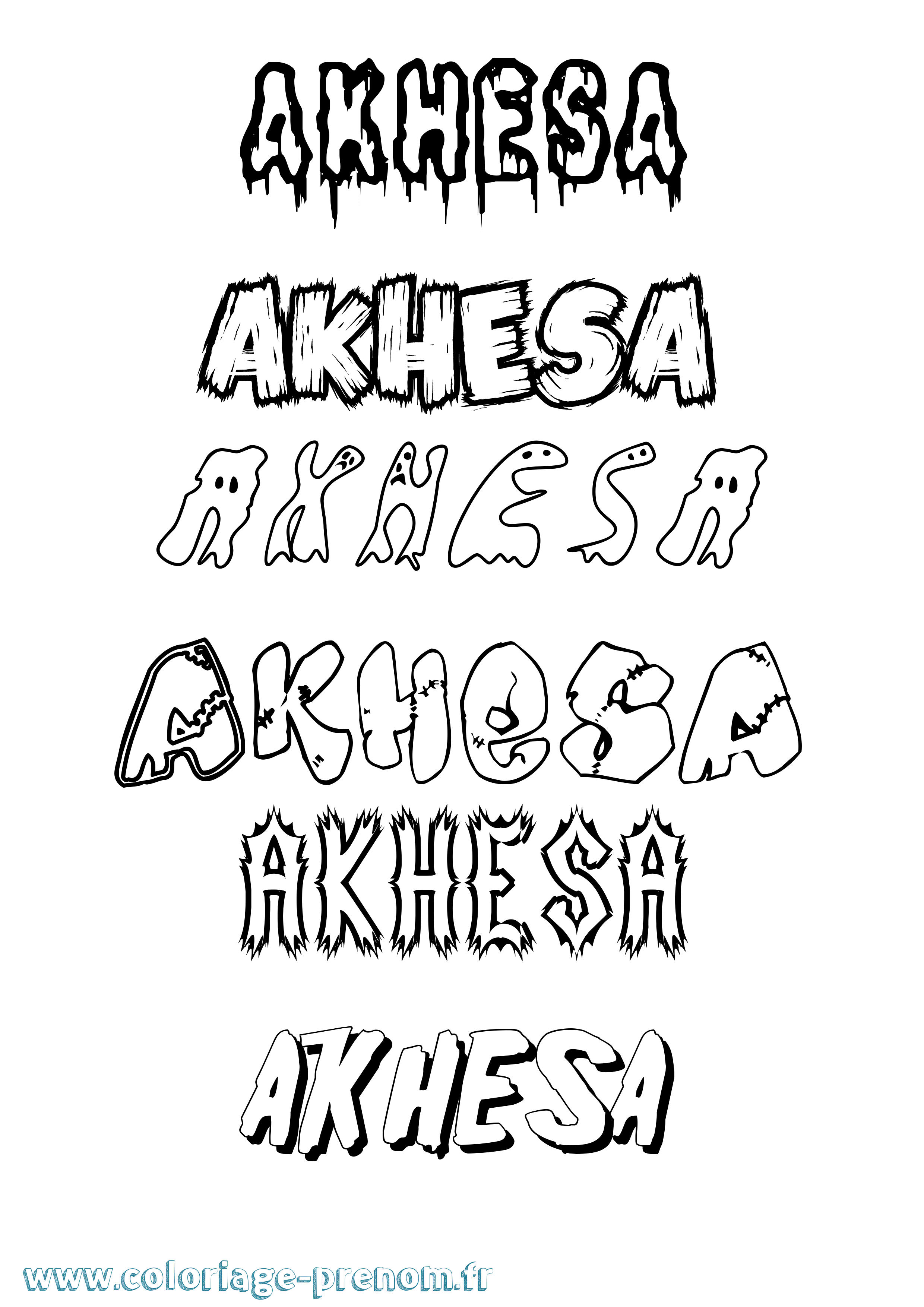 Coloriage prénom Akhesa Frisson