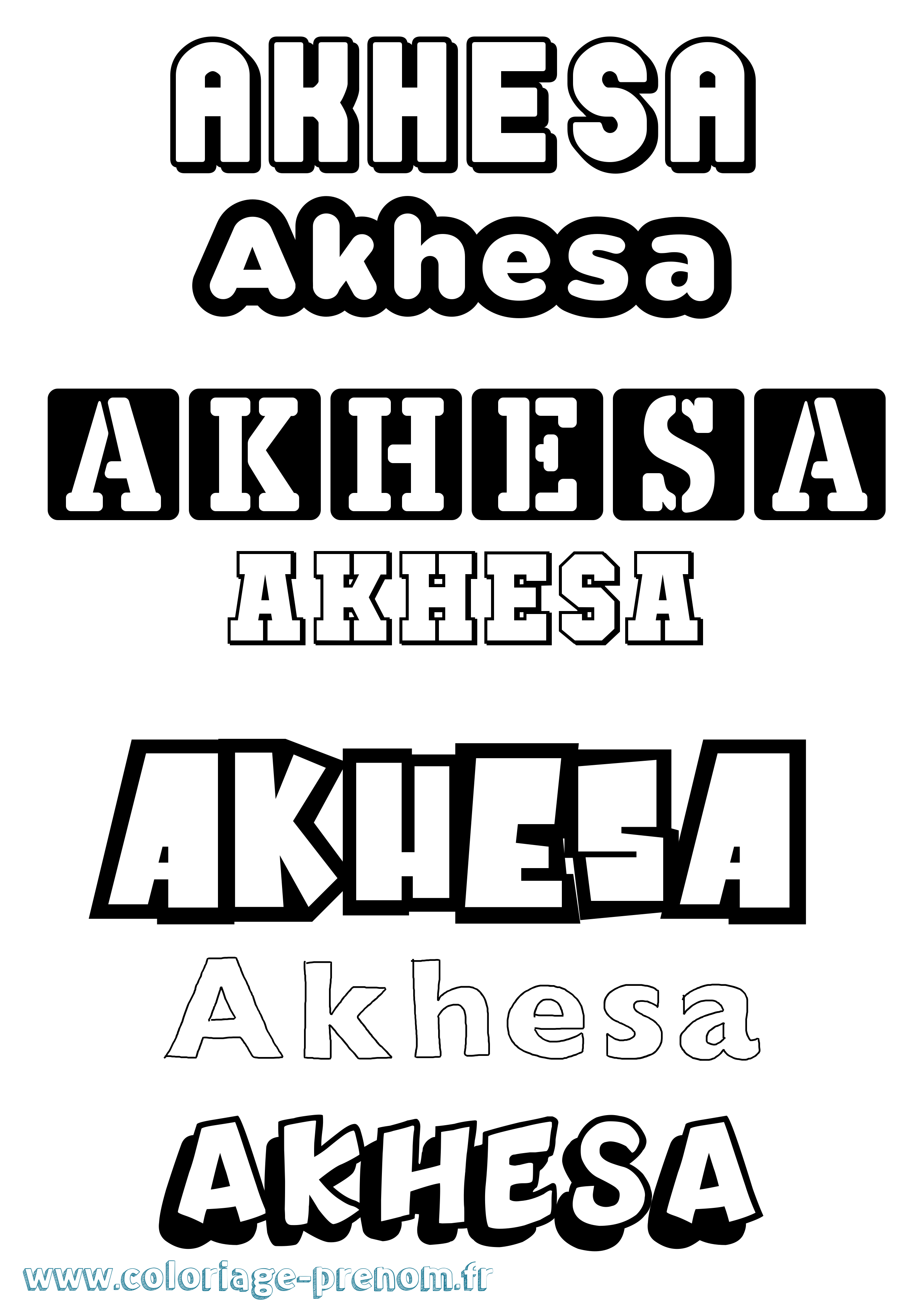 Coloriage prénom Akhesa Simple