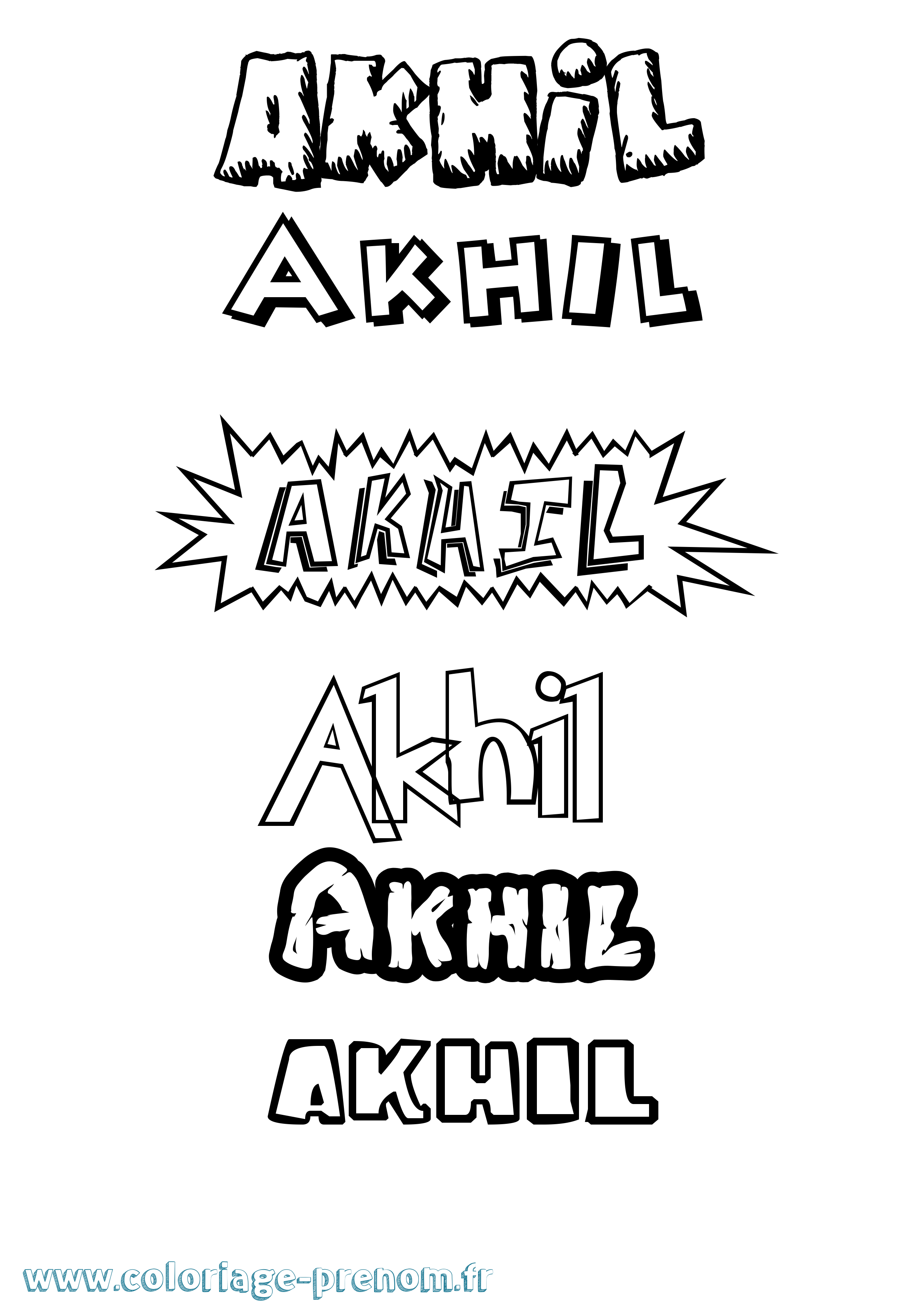 Coloriage prénom Akhil Dessin Animé