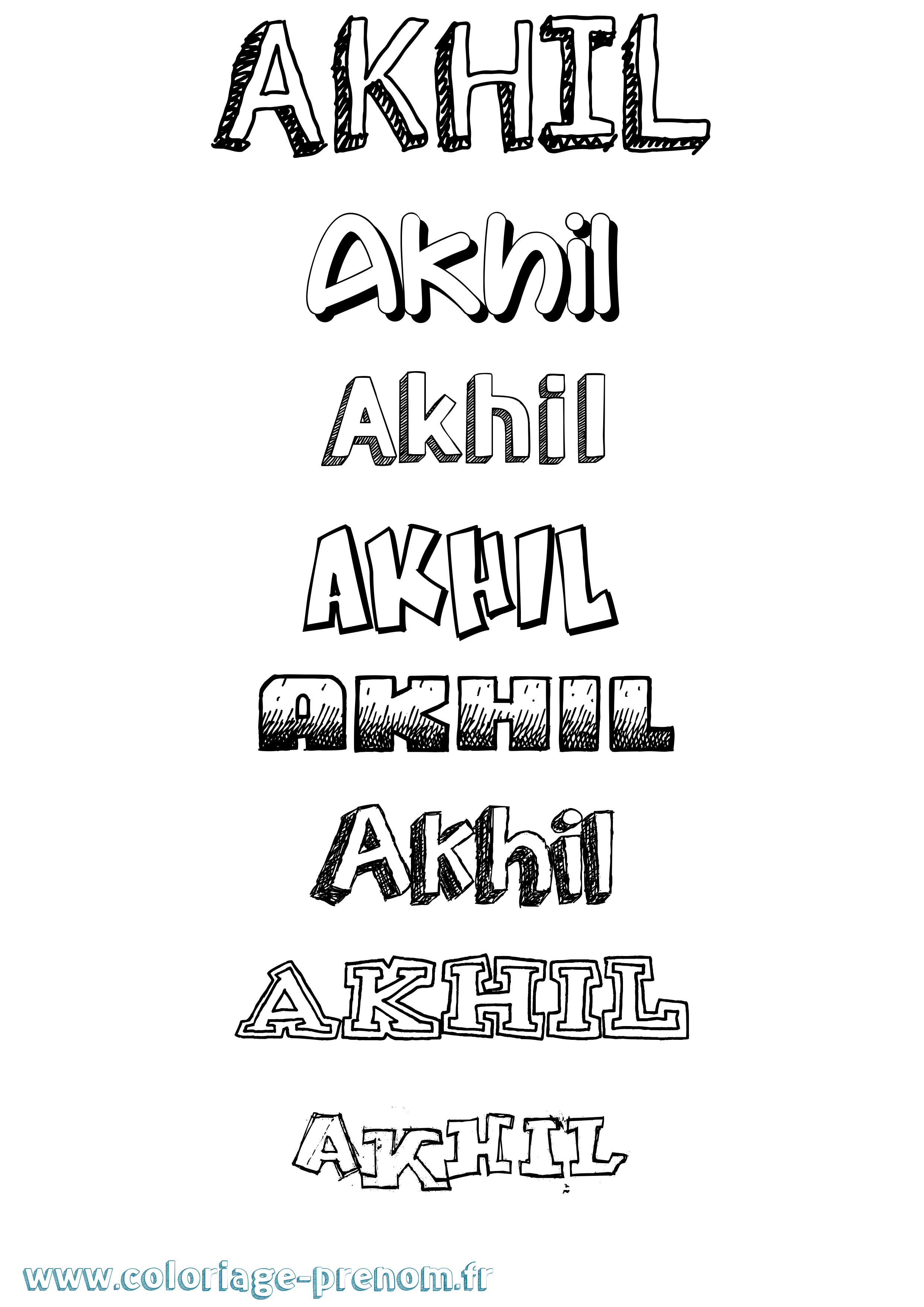 Coloriage prénom Akhil Dessiné