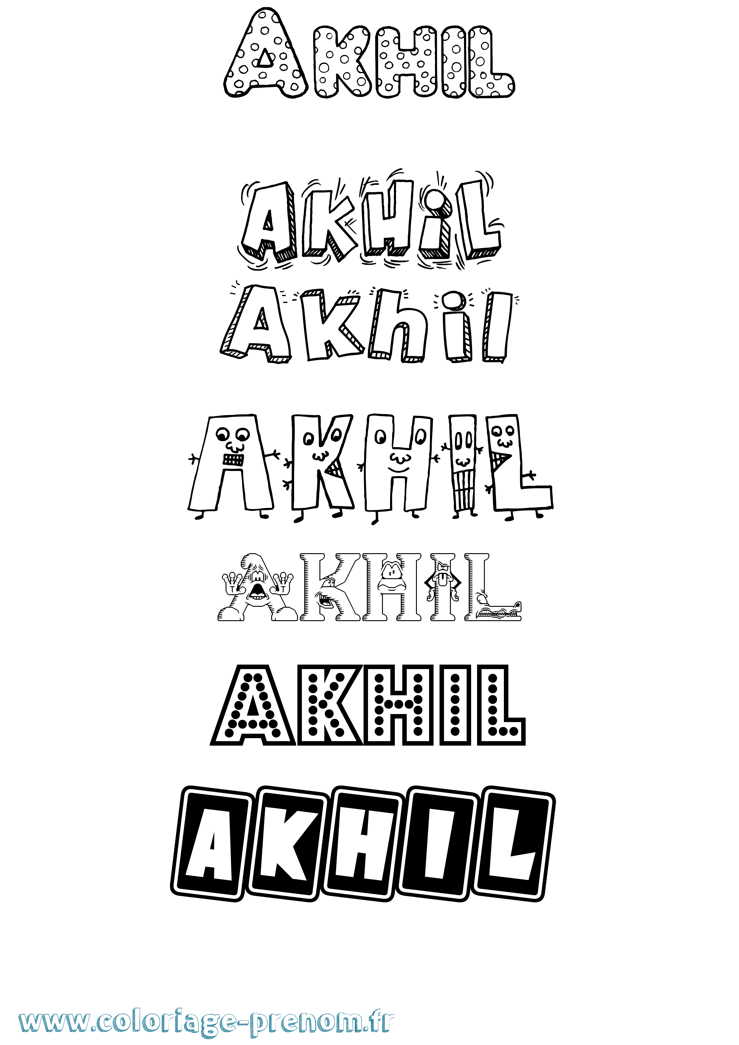 Coloriage prénom Akhil Fun