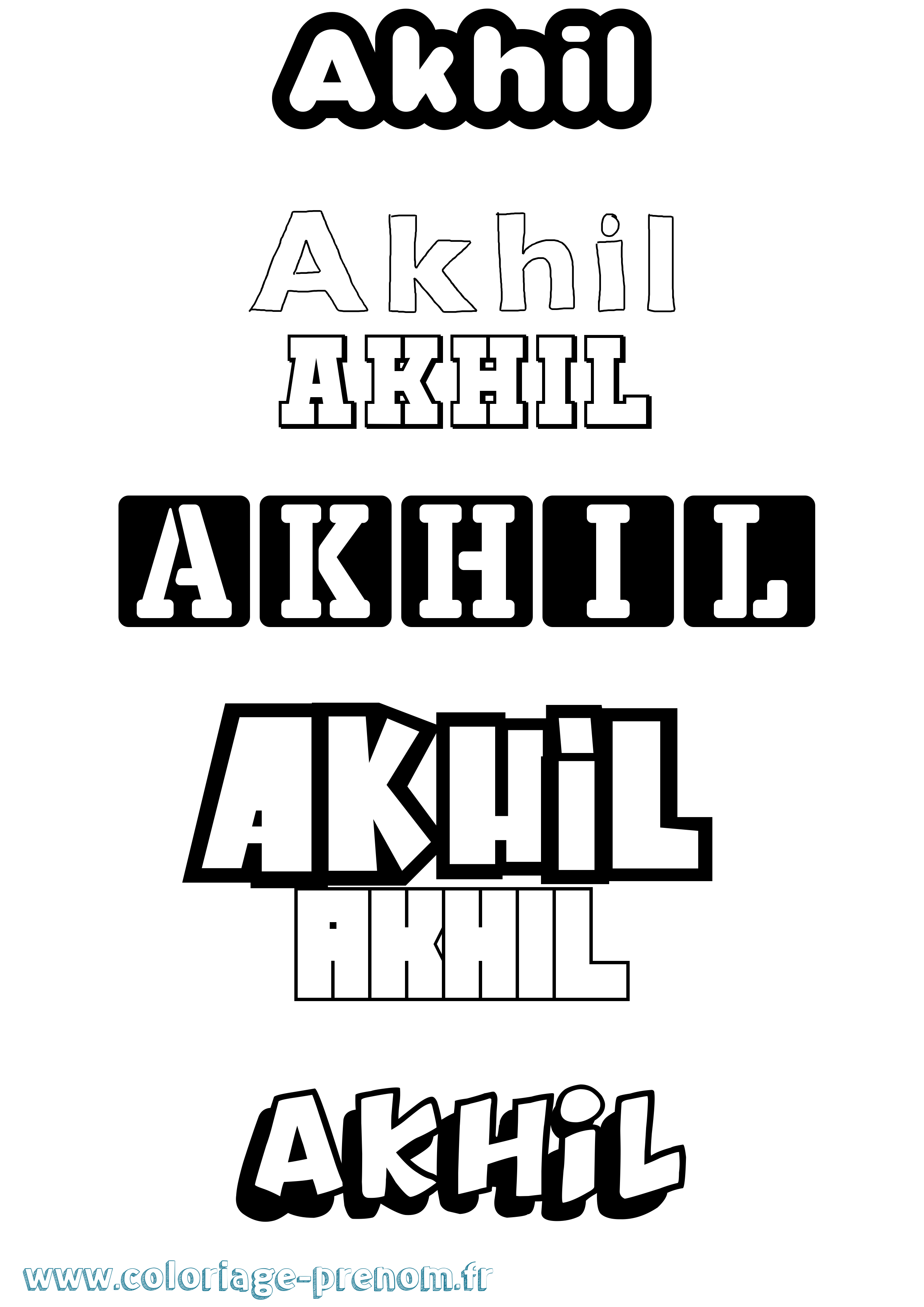 Coloriage prénom Akhil Simple